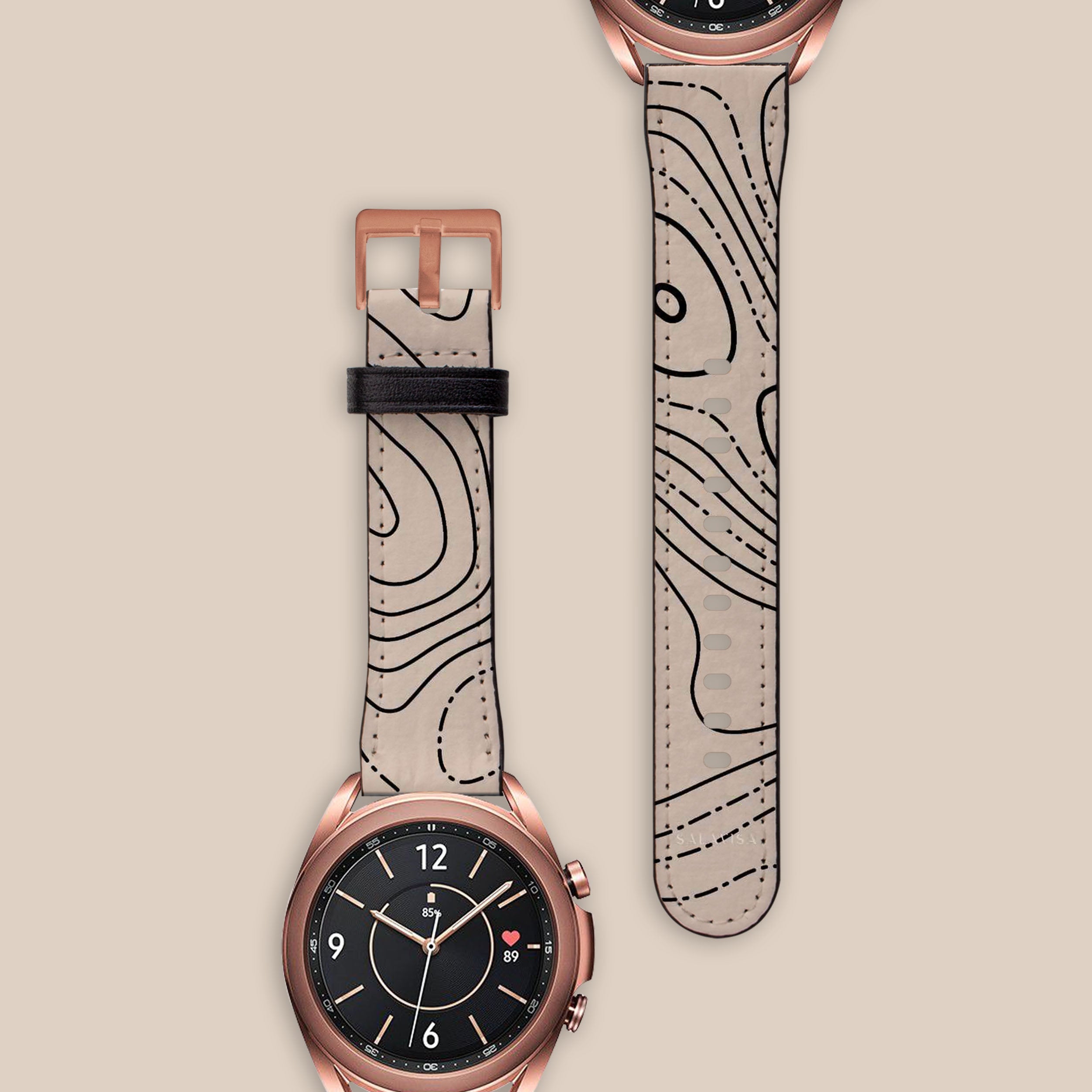 Premium Beige Terrain Galaxy Watch Band - Durable Silicone Strap for Samsung Galaxy Watch 4/5/6 - Stylish & Comfortable for Workouts, Running & Everyday Wear