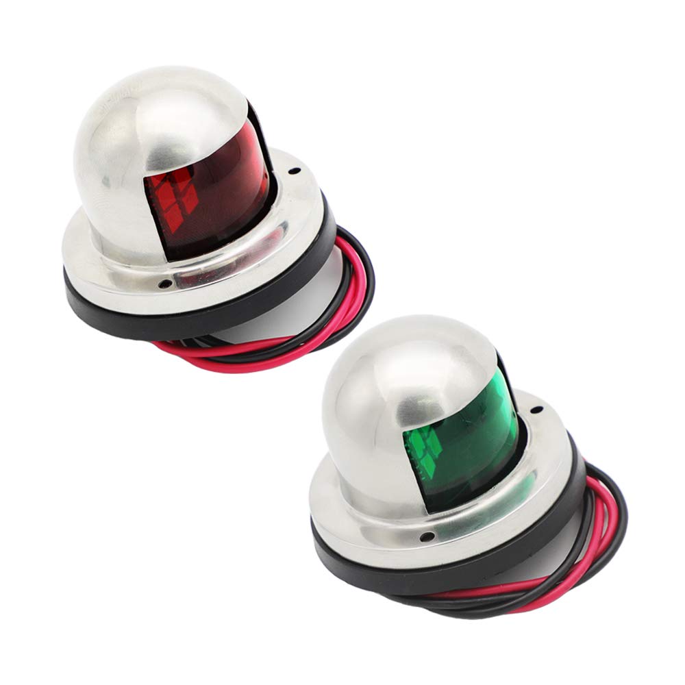 TMH (Pack of 8) 2.5 Inch Green & Red Marine LED Navigation Lights - 8 Diodes Waterproof Boat Signal Bulbs for Pontoon, Yacht, Sailing - 12V DC Stainless Steel RR12 - Perfect for Night Boating & Water Safety