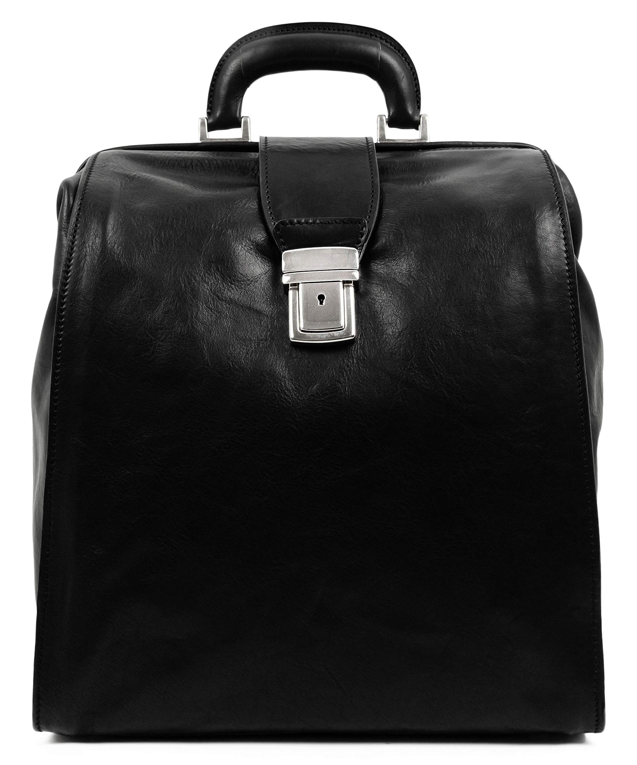 Premium Leather Backpack for Travel & Business - Durable Canvas Rucksack with Laptop Compartment (Black) - Perfect for Commuting, College & Outdoor Adventures