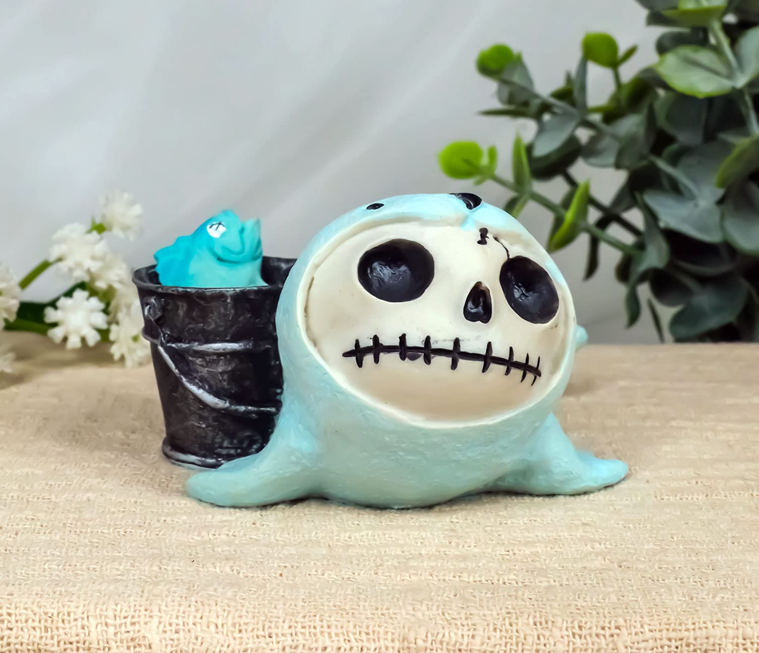 Ebros Gift Nautical Marine Furry Bones Rollie The Seal with Bucket of Fish Skeleton Monster Voodoo Costume Collectible Figurine - Halloween Decor, Macabre Home Display, Unique Gift for Horror Fans