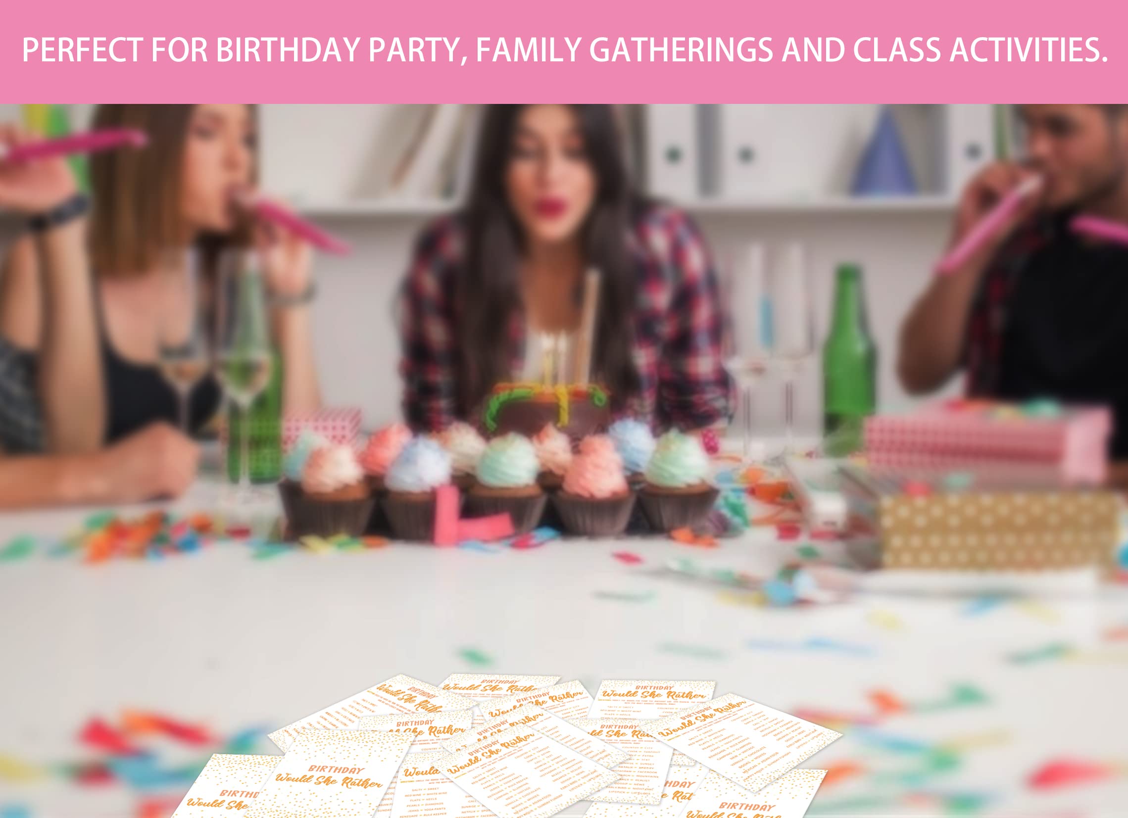 Would She Rather Birthday Game Cards - Fun Party Game for Teens & Kids - 30 Card Set - Perfect for Birthday Parties & Family Gatherings