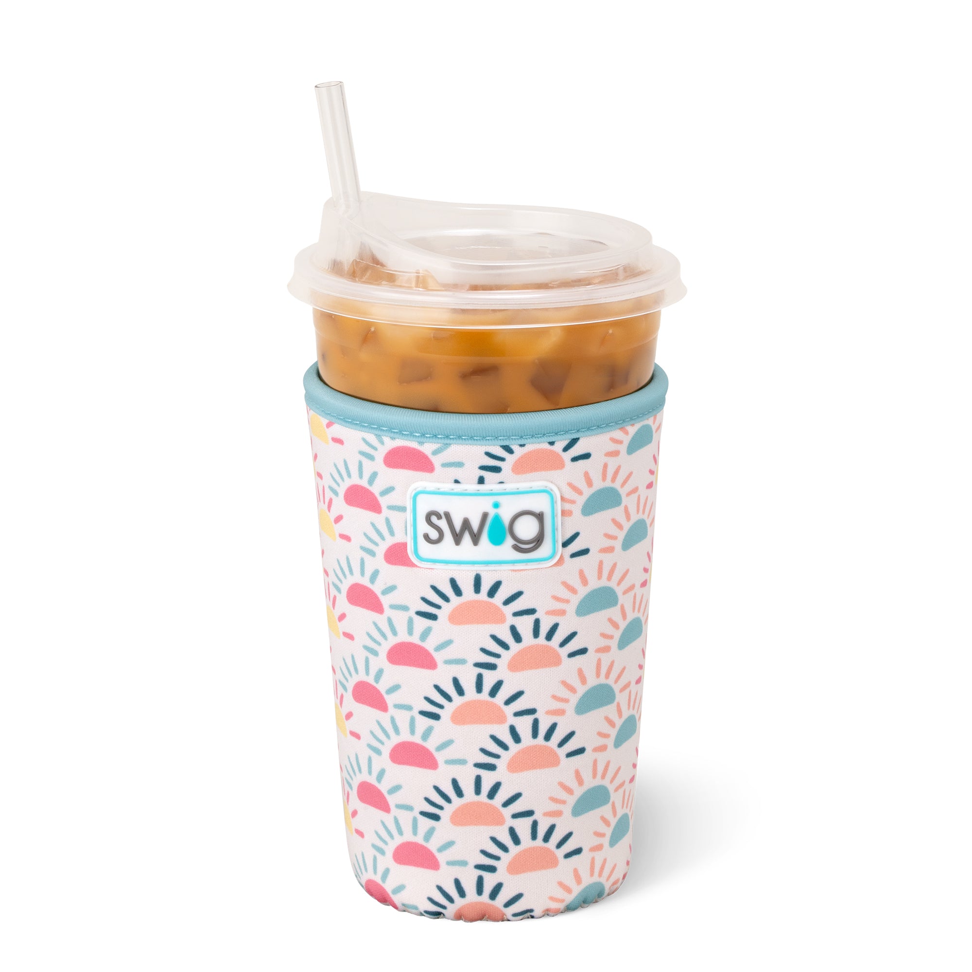 Sun Chaser Medium Iced Cup Coolie - Insulated Sleeve for 20oz Tumblers - Perfect for Iced Coffee, Smoothies & Cold Drinks at Home, Office or Travel