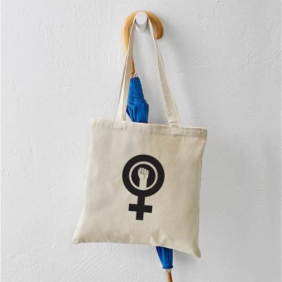 Feminist Power Tote Bag - Natural Canvas Reusable Shopping Bag for Women | Eco-Friendly Grocery Tote for Work, School & Protest Rallies