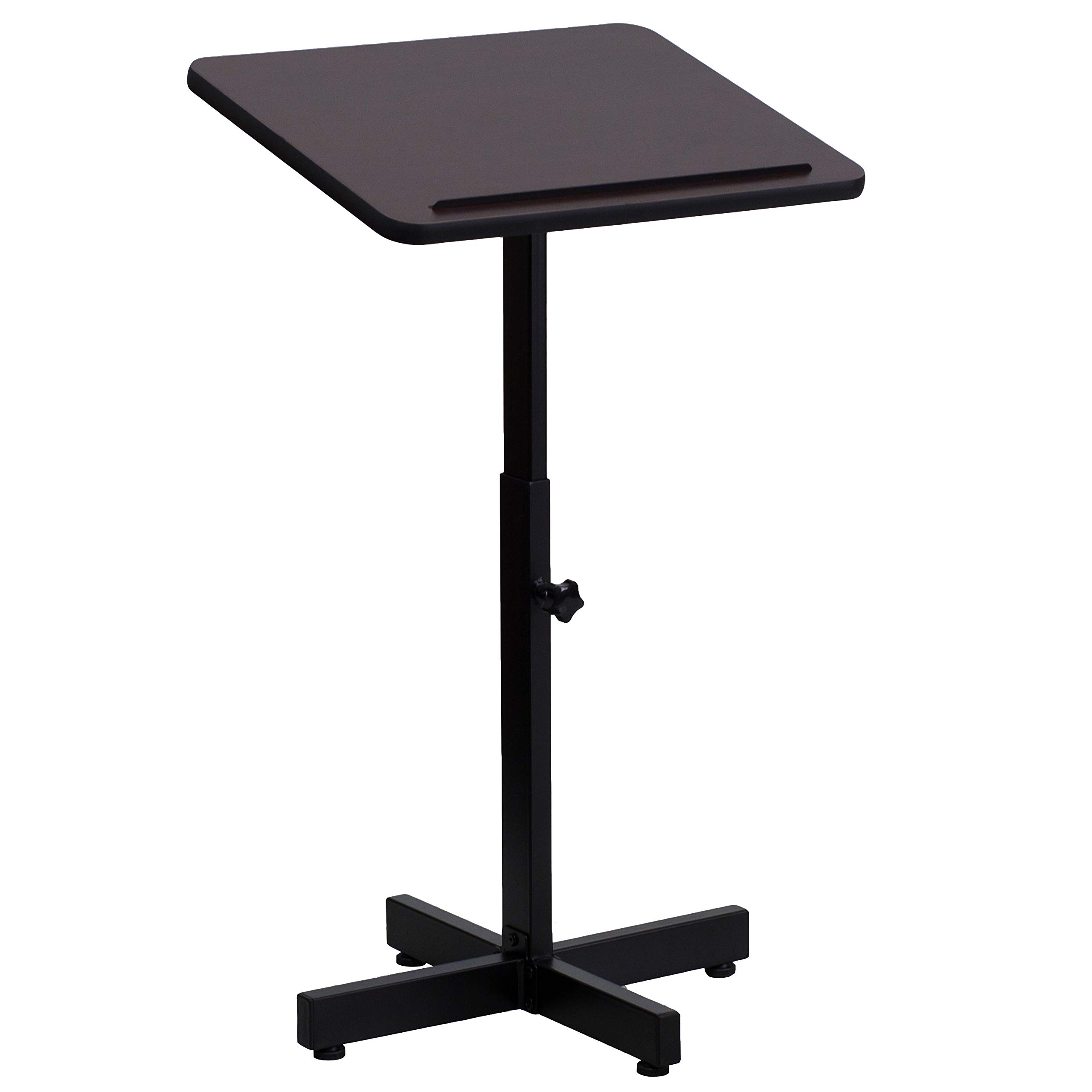 Flash Furniture Mysta Adjustable Height Metal Lectern with Mahogany Finish - Perfect for Church Podium, School Lectern, Conference Presentation & Public Speaking Events