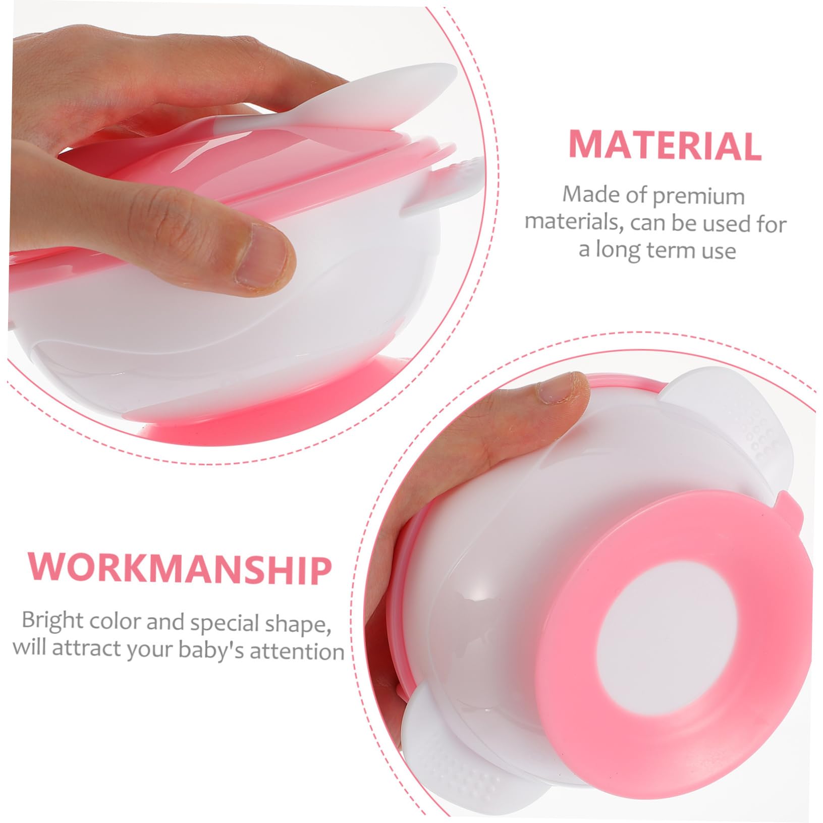 COOLHIYA Non-Slip Suction Bowls Set - Divided Baby Plates with Suction Base, BPA-Free Plastic Toddler Dinnerware (Pink) - Perfect for Kids Mealtime, Travel & Mess-Free Feeding