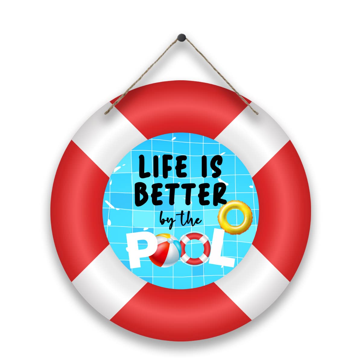 Life is Better by The Pool Sign - Vintage Swimming Pool Wall Decor for Indoor & Outdoor, Backyard Patio, Summer Beach House, Bathroom, Bar & Man Cave (7.87''x7.87'')