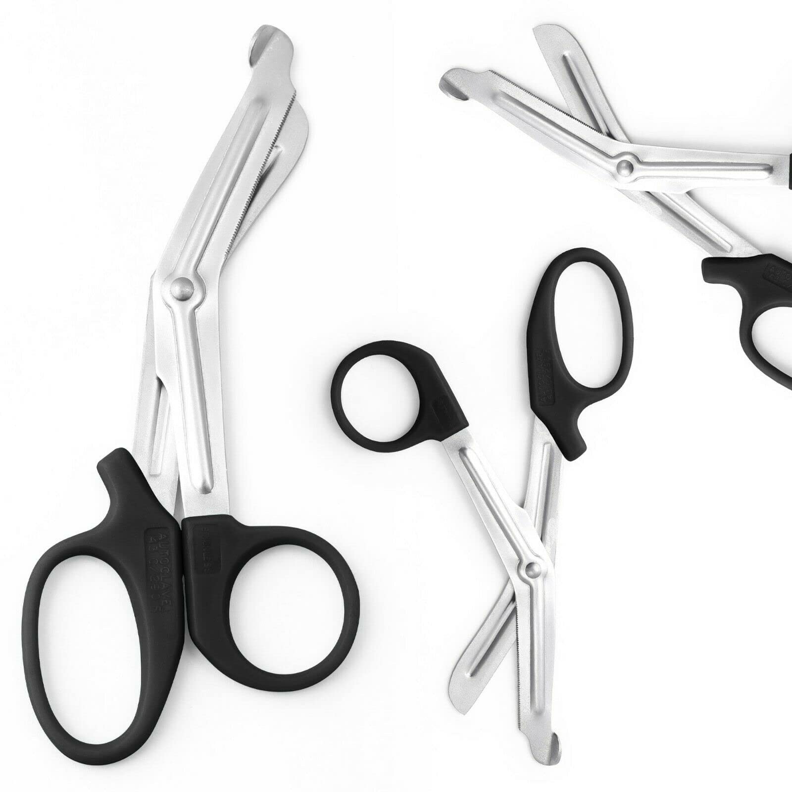 EMT Trauma Shears - Stainless Steel Medical Scissors for First Aid, Paramedics & Fire Rescue | Heavy Duty Bandage & Fabric Cutting | Autoclavable Tuff Cut Utility Shears (7.5 Inch, Black) - Perfect for Emergency Kits, Hospitals & Outdoor Survival Gear