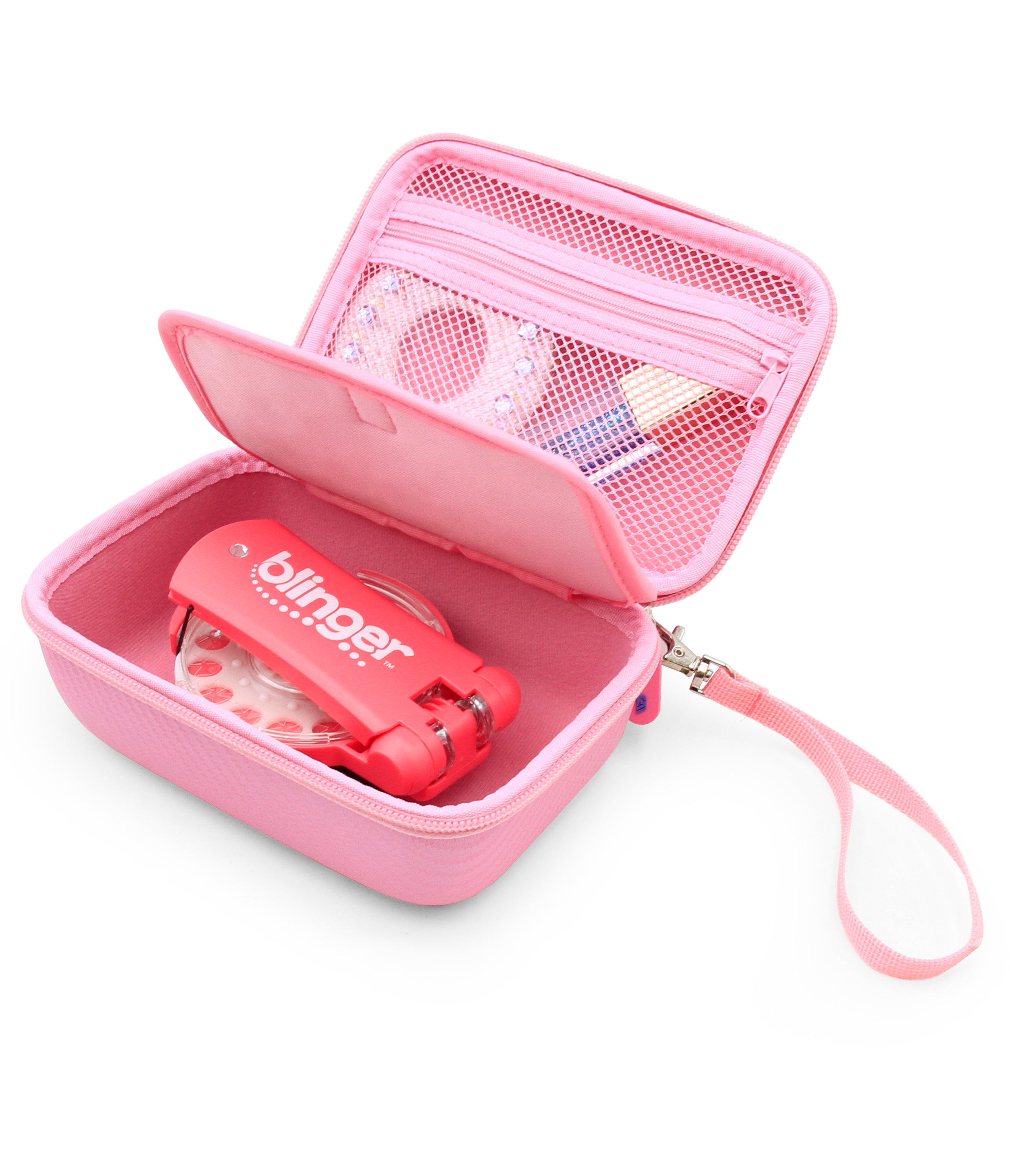 CASEMATIX Travel Case with Wrist Strap for Blinger Deluxe Set - Storage Organizer for Hair Jewels, Nail Gems & Children's Accessories - Perfect for Travel, Parties & DIY Beauty Projects