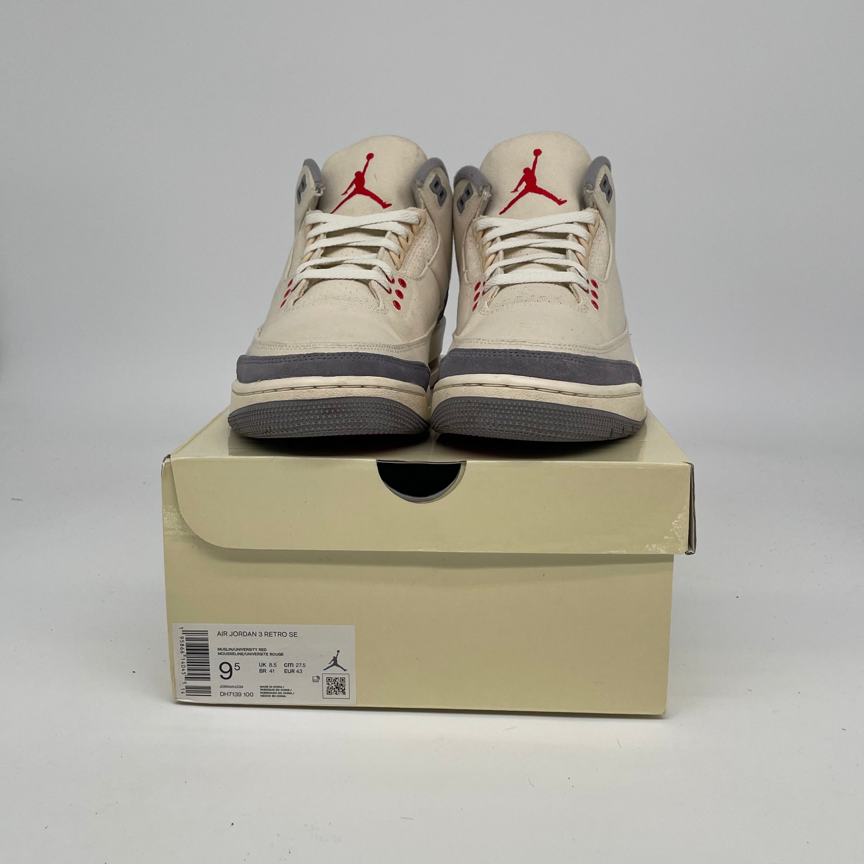 Original Title: AIR JORDAN 3 MUSLIN SIZE 9.5 DH7139 100   Optimized Title: Air Jordan 3 Retro 
