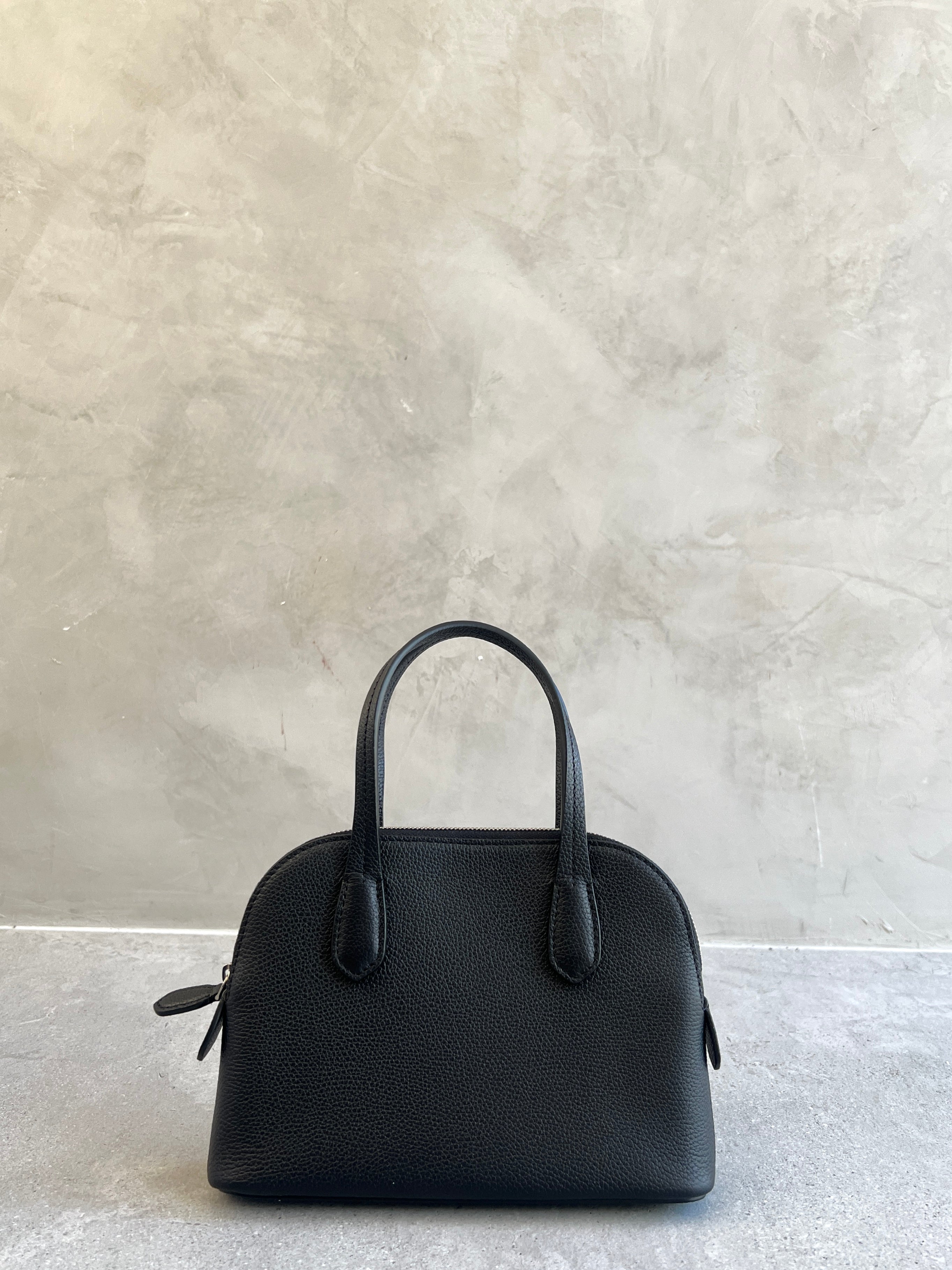 **Ingrid Tote Bag - Premium Grain Leather Handbag for Women - Stylish Black Shoulder Bag for Work, Travel & Everyday Use**