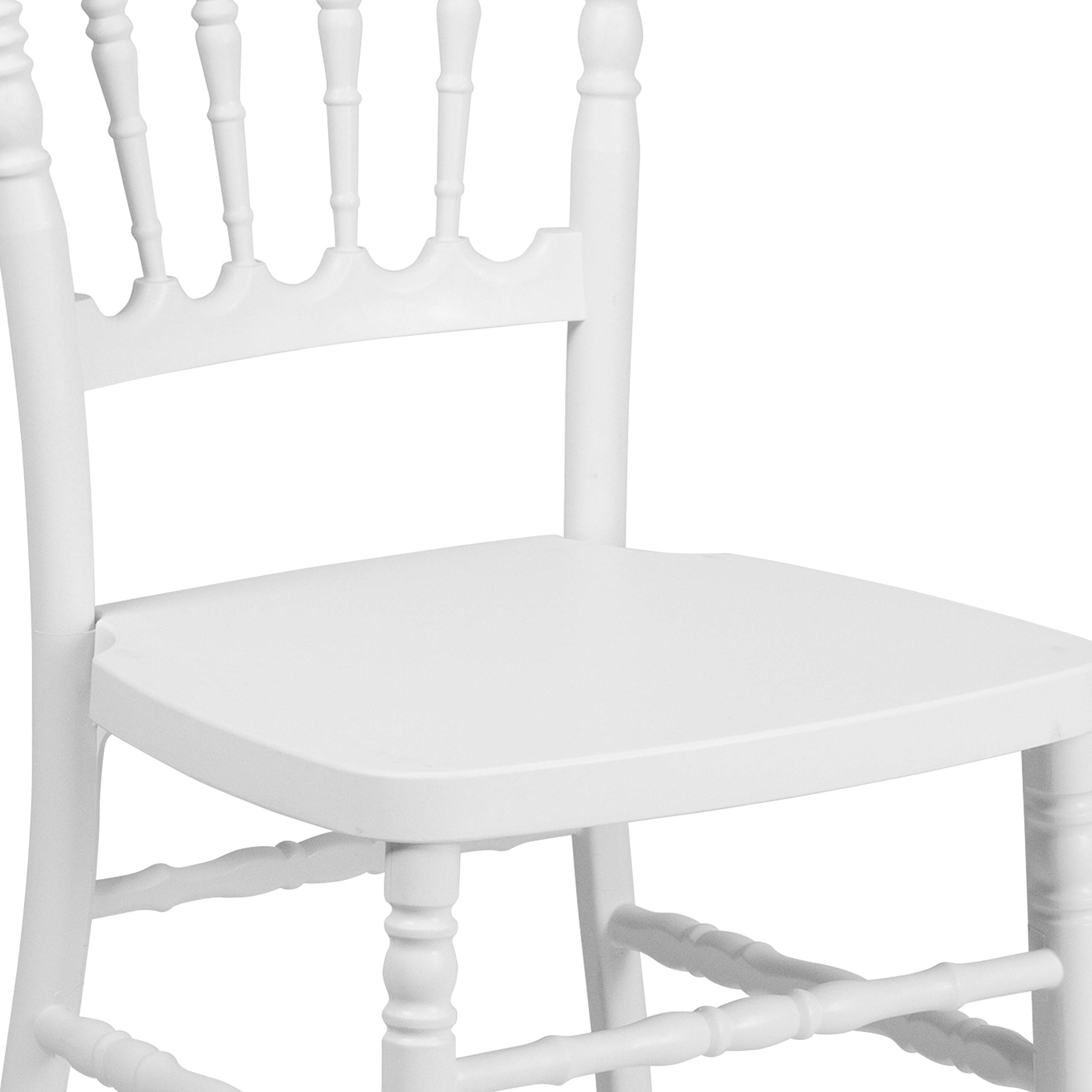 Flash Furniture HERCULES Series White Resin Stacking Napoleon Chair - Heavy Duty Indoor/Outdoor Stackable Chairs for Patio, Restaurant, Banquet & Event Seating