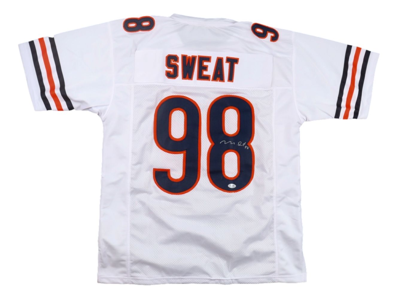 Authentic Montez Sweat Chicago Bears Signed White Football Jersey with PSA/DNA Hologram - Perfect for NFL Memorabilia Collectors & Sports Fans Display