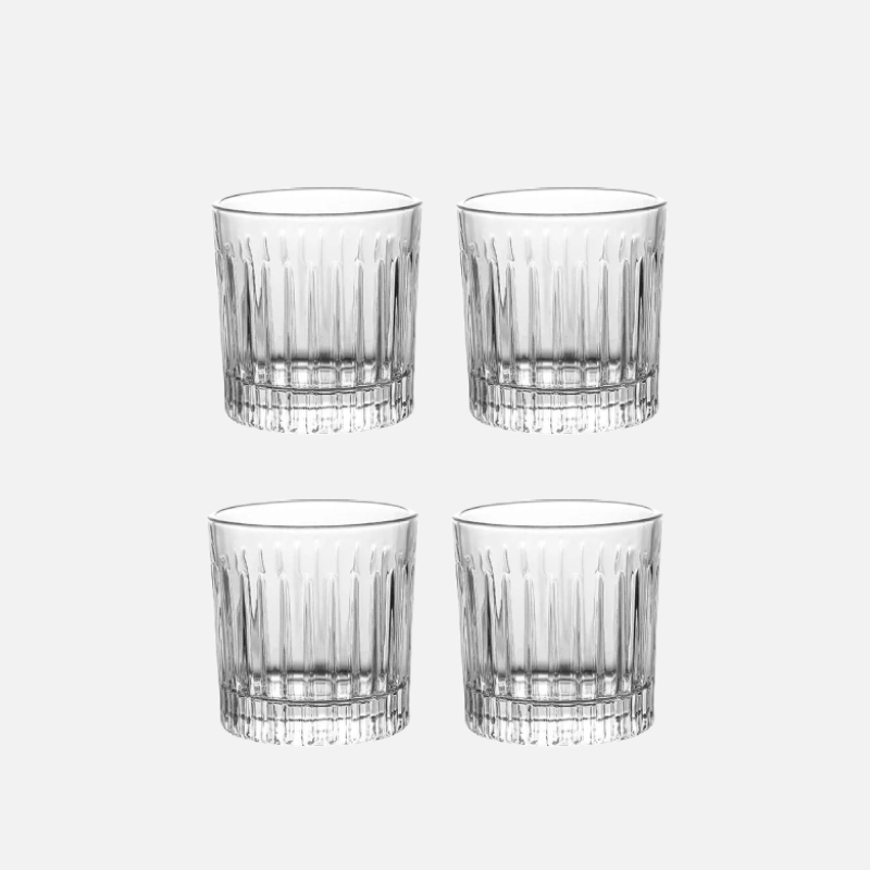 Ripple Harmony Ribbed Glassware Set - Elegant Drinking Glasses for Wine, Cocktails & Juice - Perfect for Parties, Weddings & Home Decor