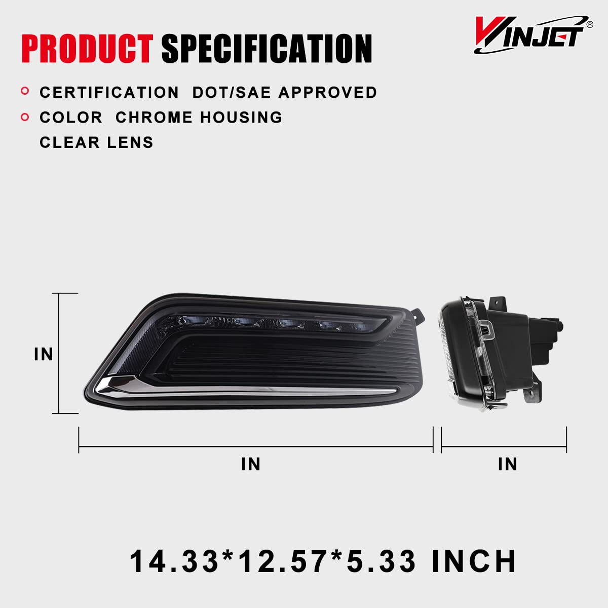 Winjet LED Fog Light Kit - OEM Replacement for 2014-2020 Chevy Impala - Smoke Lens Fog Lamps with Bezel, Wiring & Switch - Enhanced Visibility for Night Driving & Bad Weather Conditions