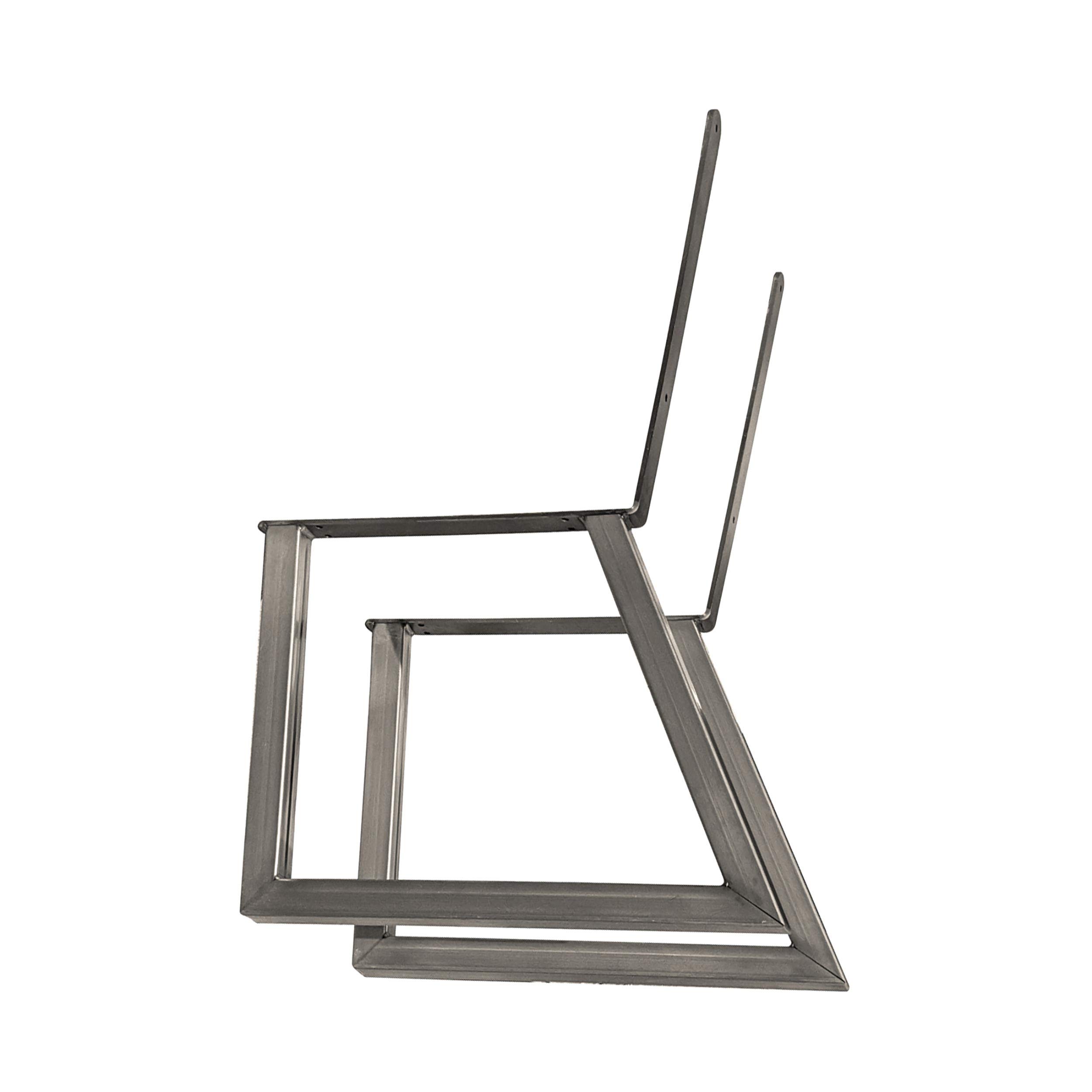 Raw Steel Bench Legs with Back Rest - Heavy Duty Pair for Outdoor Patio, Garden, and Deck Furniture