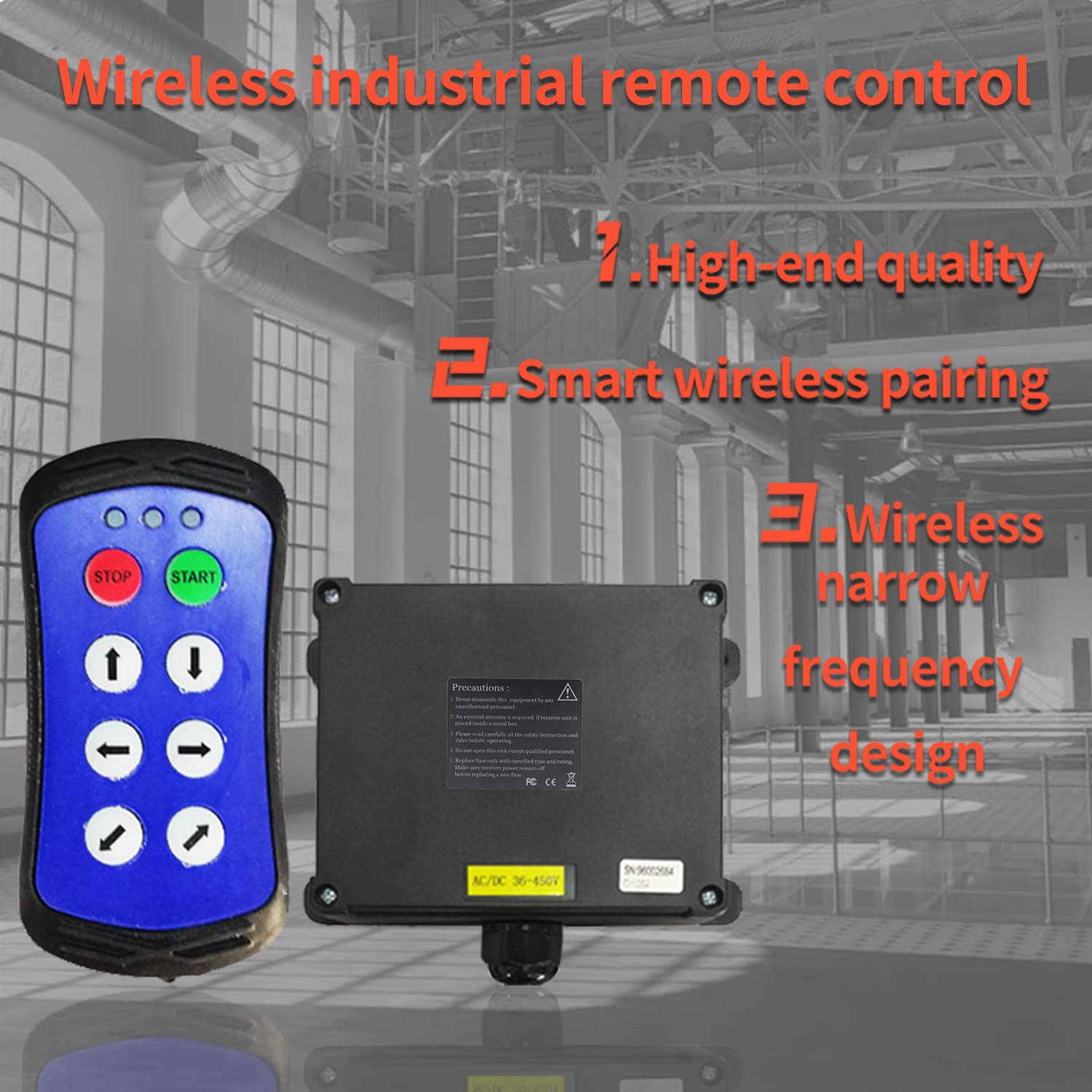Wireless Crane Remote Control - A600 12V Electric Chain Hoist Transmitter & Receiver with 6-Button Truck Tailgate Switch | for Construction, Warehouse Lifting, and Industrial Material Handling