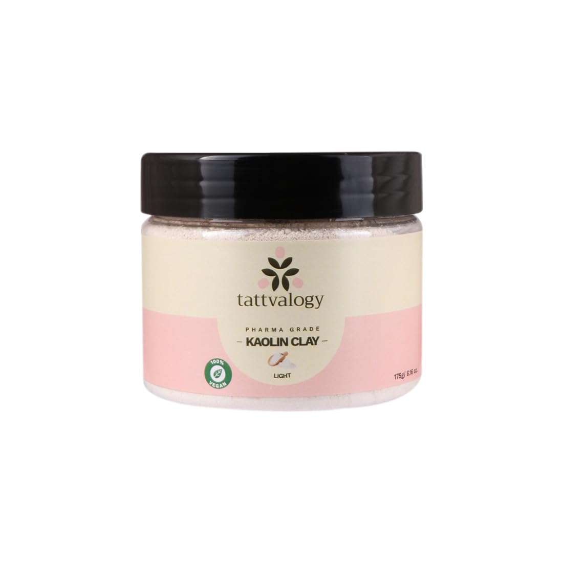 Tattvalogy Pharma Grade Kaolin Clay Powder - 175g | Organic White China Clay for Acne, Blackheads & Detan | Vegan, Paraben-Free Facial & Hair Mask in Glass Jar | Perfect for Spa Days & Skincare Routines