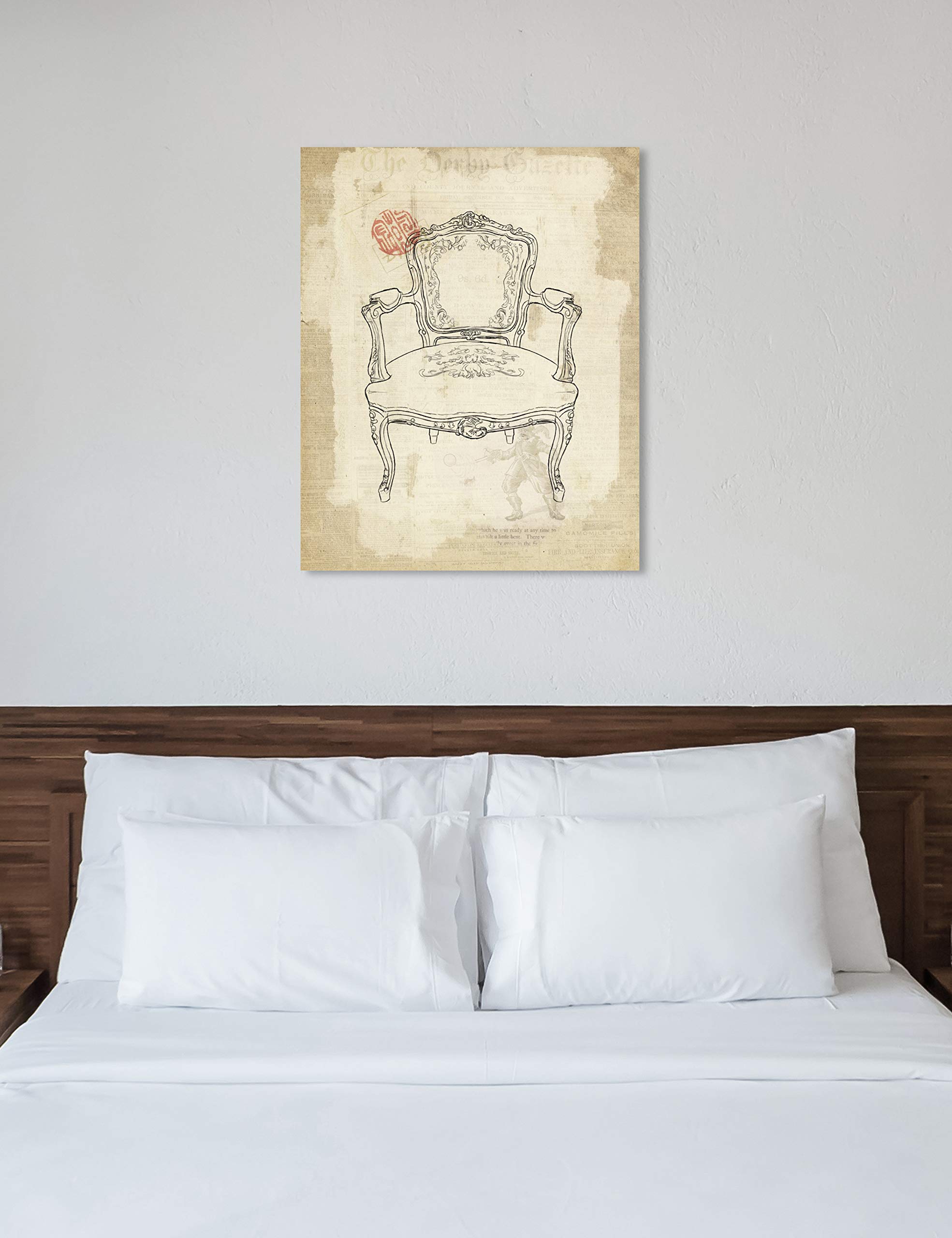 Oliver Gal Artist Co. Victorian Chair II Canvas Wall Art Print - 13x16 Inch White & Black Home Decor - Perfect for Living Room, Bedroom & Office Wall Decoration
