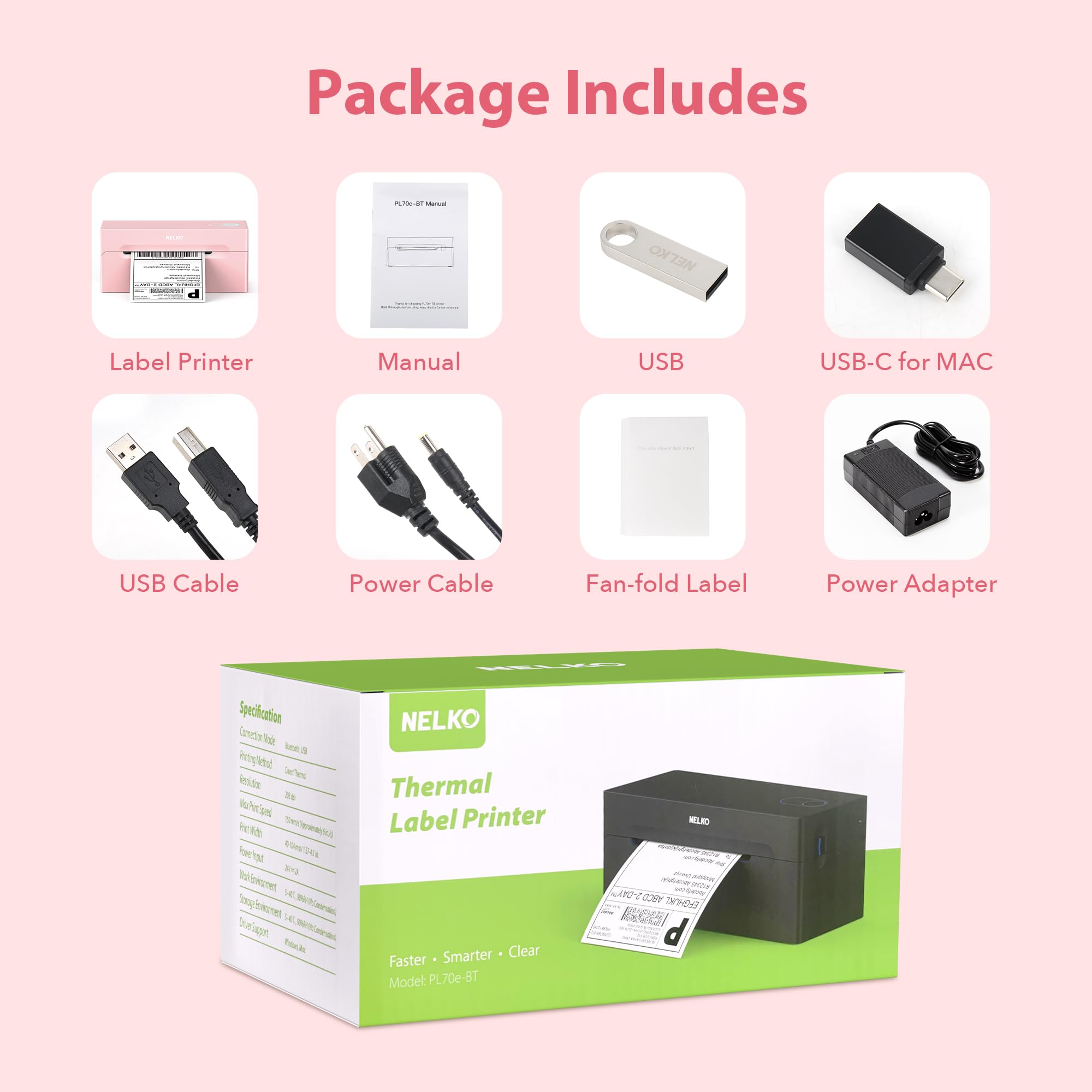 Nelko Bluetooth Thermal Shipping Label Printer - Wireless 4x6 Label Maker for Amazon, eBay, Shopify & Etsy | Compatible with Android, iPhone & Windows | Perfect for USPS, UPS & FedEx Packages | Ideal for Home Business & E-commerce Shipping