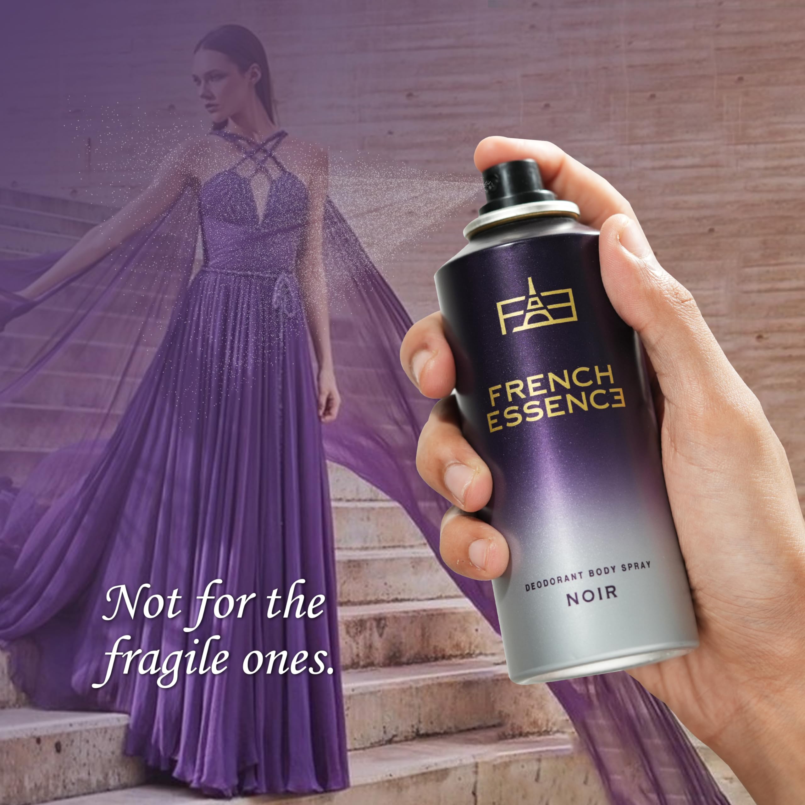 FRENCH ESSENCE Men's Deodorant Spray - Long Lasting Fragrance, Fresh Noir Scent - 150ml (Pack of 3) | Body Spray for Daily Use, Gym & Office