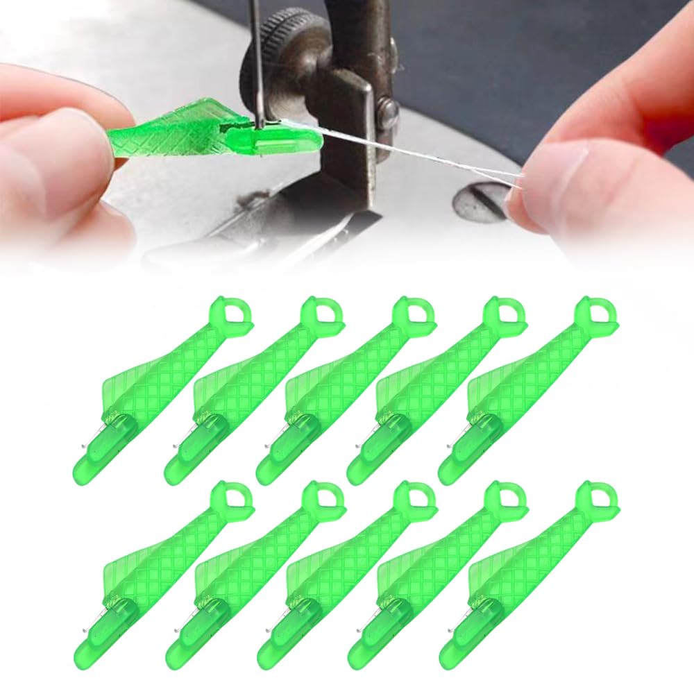 2024 Upgraded Automatic Sewing Machine Needle Threader - Fish Mouth Design for Quick & Easy Threading | Durable Loop Needle Threader Tool (10 Pack) | Perfect for Quilting, Garment Repair & Craft Projects
