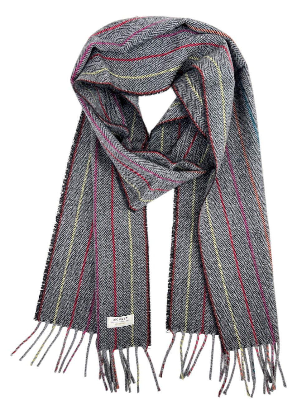 McNutt Lamtswool Scarf - Soft Warm Winter Accessory for Men & Women | Charcoal Rainbow Plaid Pattern | Perfect for Cold Weather, Outdoor Activities & Fashion Styling