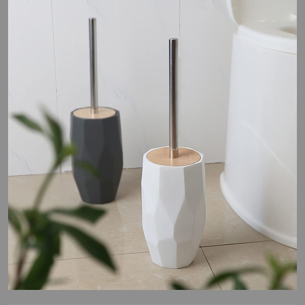 TOMYEUS Toilet Brush and Holder Set - 360° No Dead Angle Cleaning, Replaceable Brush Heads, Floor-Standing Design with Cover - Perfect for Bathroom, Toilet Deep Cleaning (White)