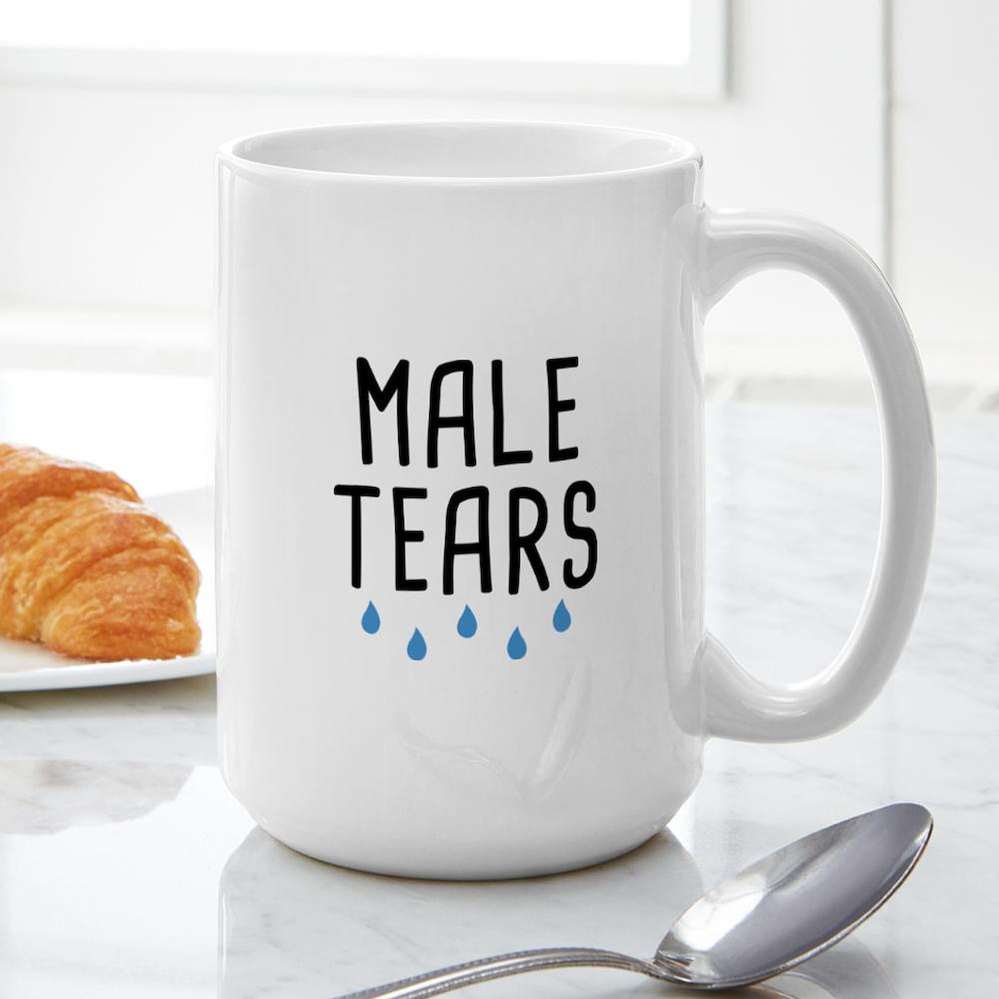 Male Tears Funny Coffee Mug - 15 oz (444 ml) Ceramic Cup for Tea & Hot Drinks - Perfect Gift for Men, Office Humor & Break Room Gifts