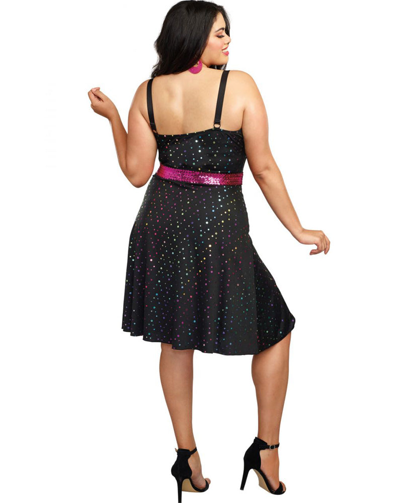 70s Sequin Disco Diva Costume for Women - Plus Size Vintage 1970s Party Outfit for Halloween, Theme Parties & Dance Performances