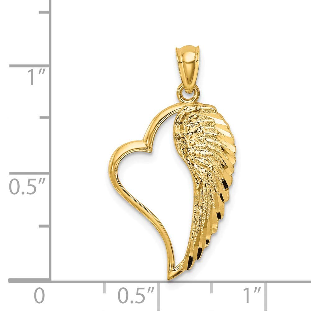 14K Yellow Gold Heart & Wing Pendant Necklace - Dainty Angel Wing Charm Jewelry for Women - Perfect Gift for Valentine's Day, Anniversary & Special Occasions