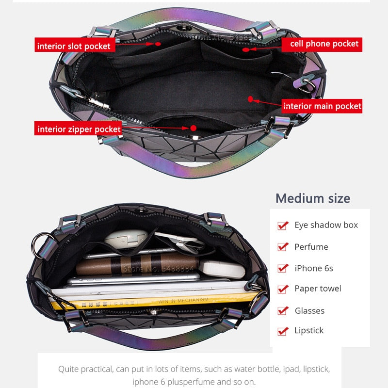 Luminous Geometric Handbags for Women - Trendy Crossbody Bags & Evening Clutches for Parties, Date Nights & Special Occasions