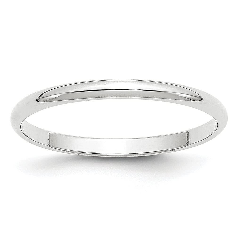10K White Gold 2mm Lightweight Half Round Wedding Band Ring - Size 10 Classic Fine Jewelry for Women - Perfect Anniversary, Engagement & Bridal Gift - Everyday Wear & Special Occasions
