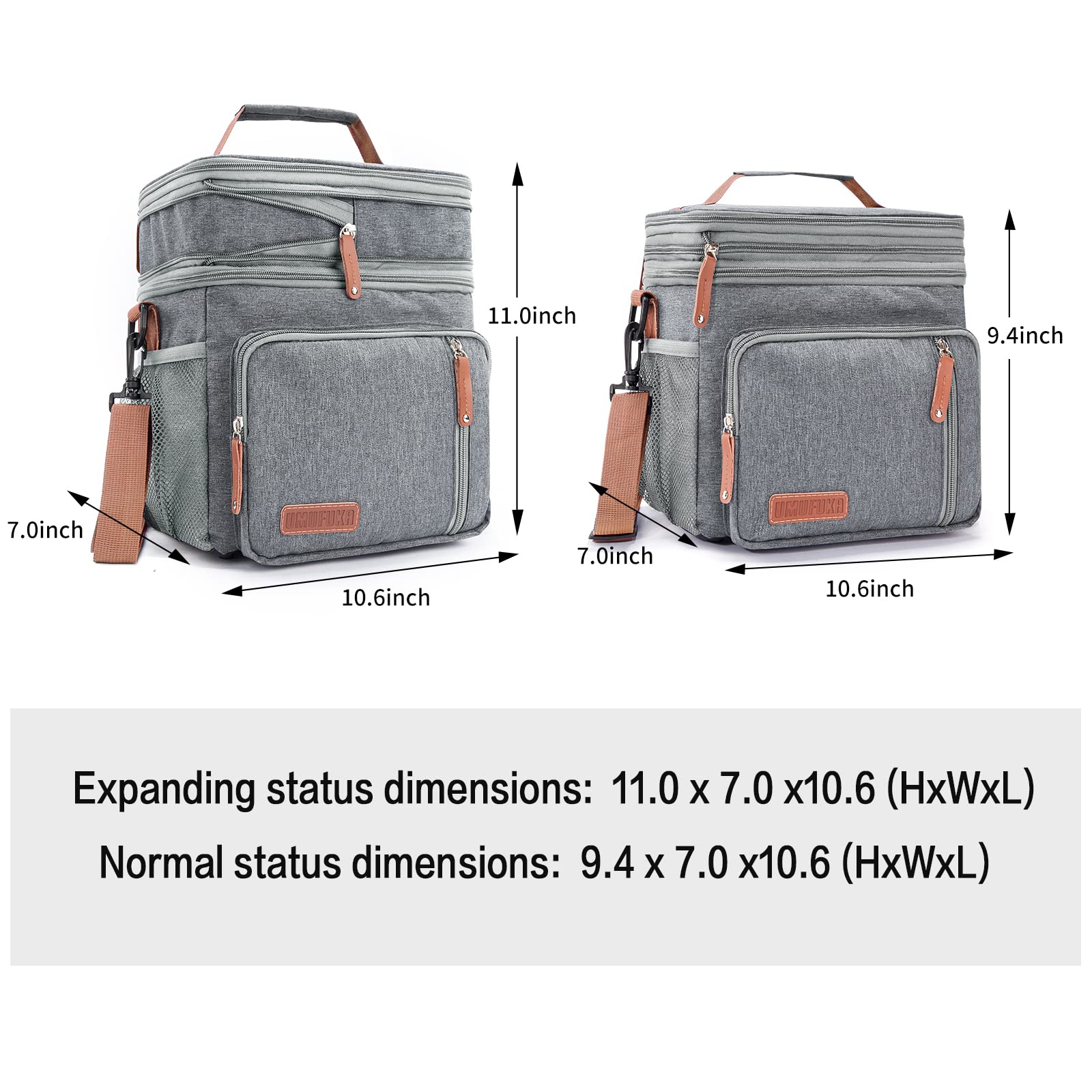 Insulated Double Compartment Lunch Bag for Men & Women - Large Reusable Water-Resistant Cooler Tote with 2 Roomy Pockets (Grey) | Perfect for Work, School, Picnics & Outdoor Activities