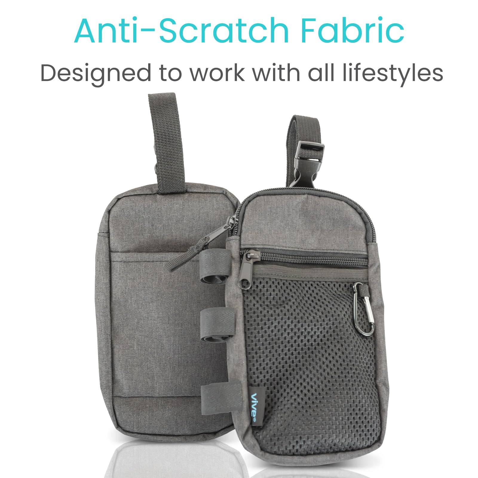 **Vive Forearm Crutch Bag - Lightweight & Waterproof Storage Pouch for Crutches with Mesh Pocket - Universal Crutch Accessories Organizer for Daily Essentials - Perfect for Travel, Hiking & Mobility Support**