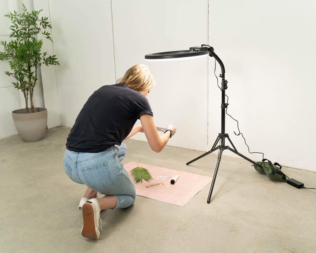 Bronte Pink Square Tile Flat Lay Instagram Backdrop (56cm x 87cm) - Perfect for Social Media Photography, Blogging, and Product Styling