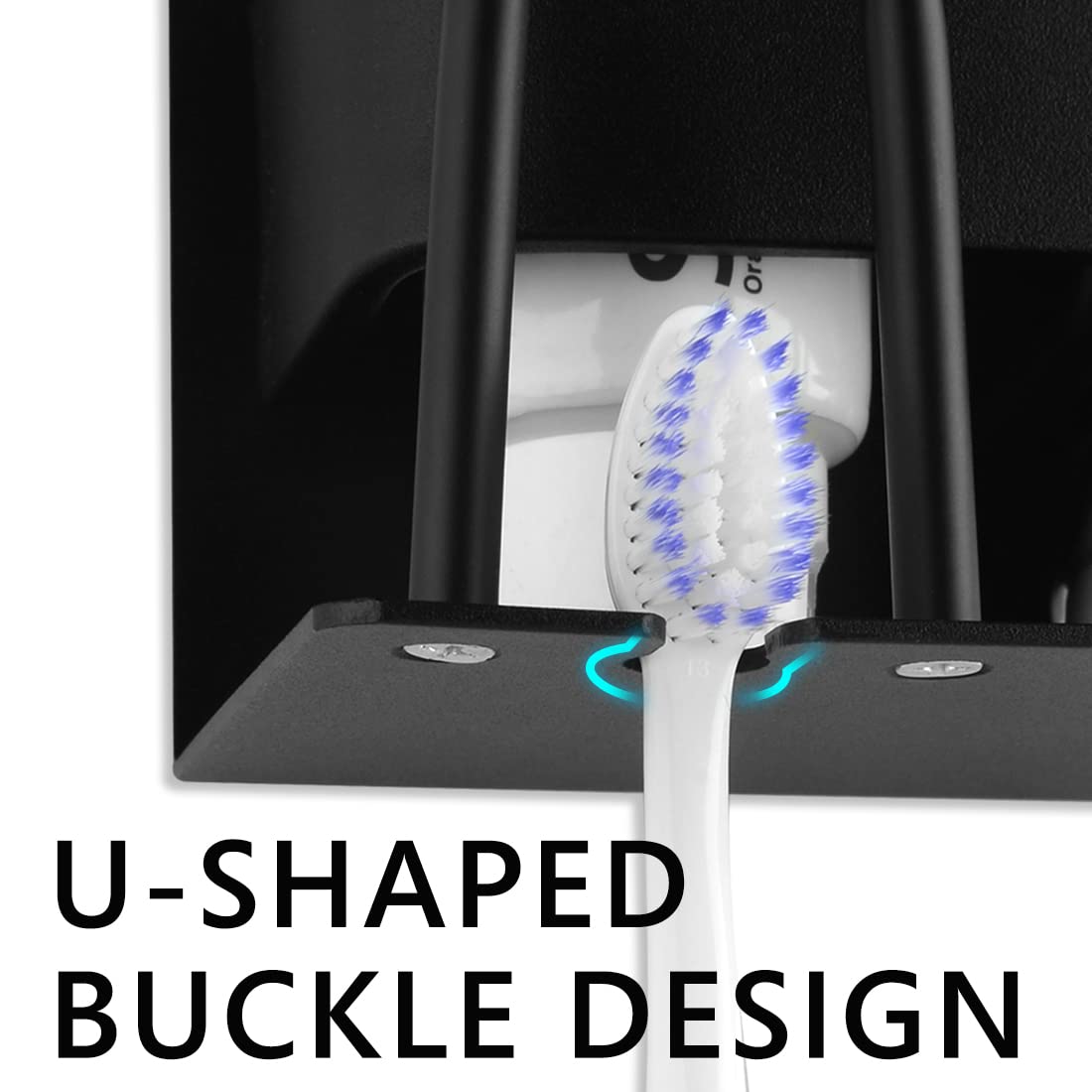 Stainless Steel Wall Mounted Toothbrush Holder for Bathroom - 4 Cup Toothbrush & Toothpaste Organizer with Razor Holder - Space Saving Shower Storage Solution - Perfect for Small Bathrooms, Apartments & Dorm Rooms (Black)