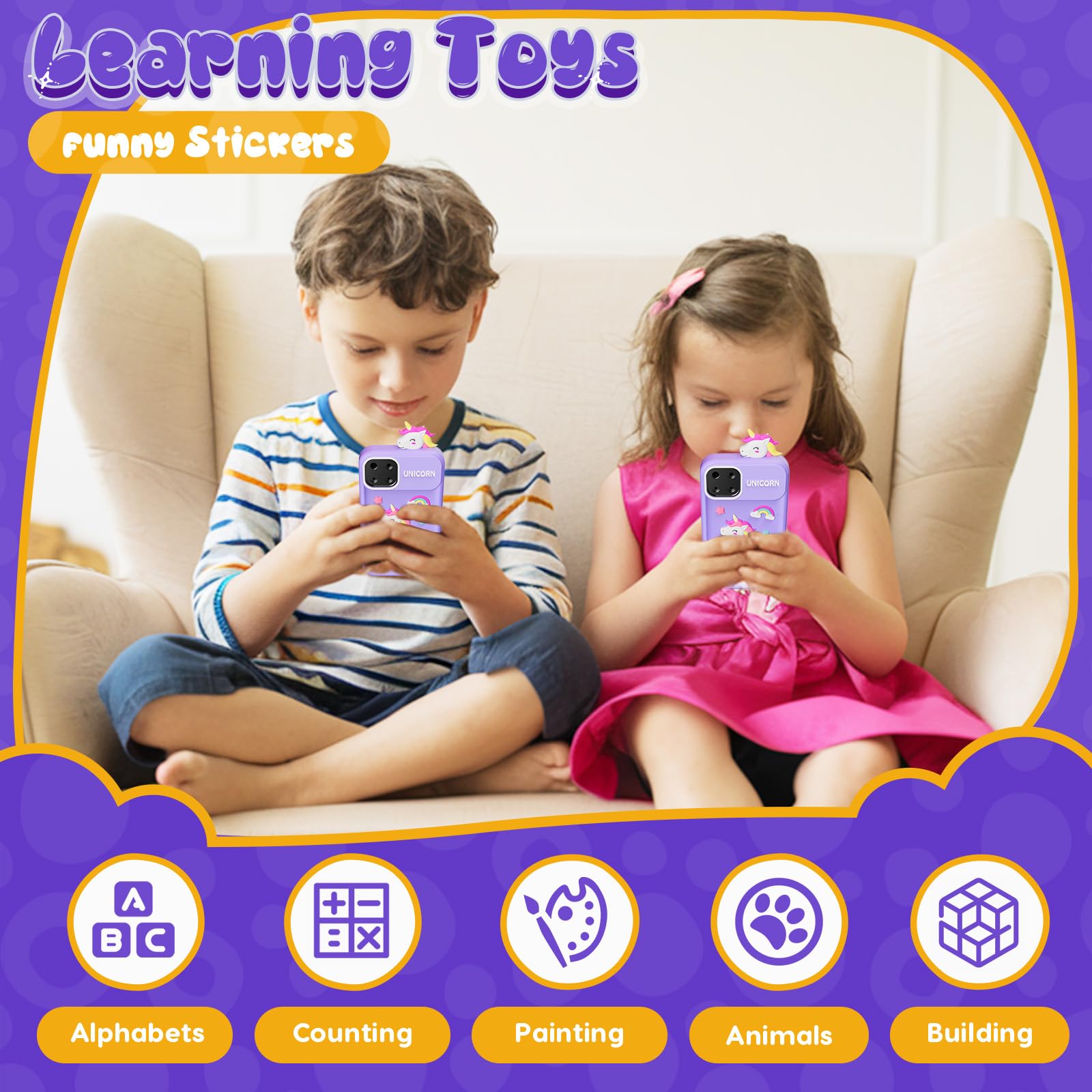 Unicorn Smart Phone Toy for Girls Ages 3-9 - 2.8