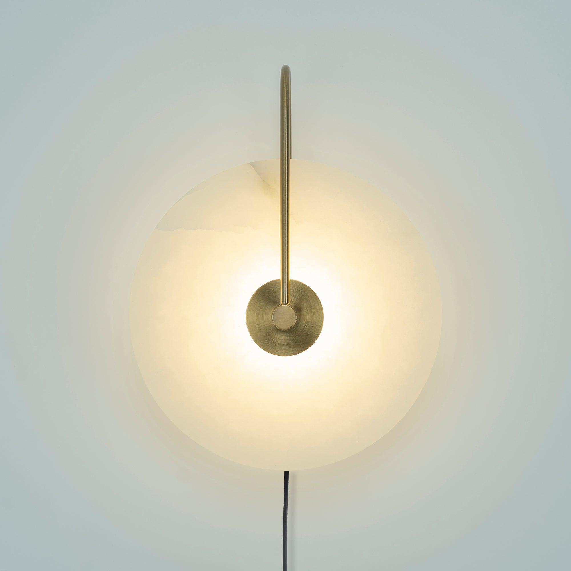 Alabaster LED Plug-In Wall Sconce Light - Modern Plug In Wall Lamp for Bedroom, Living Room, and Hallway Lighting