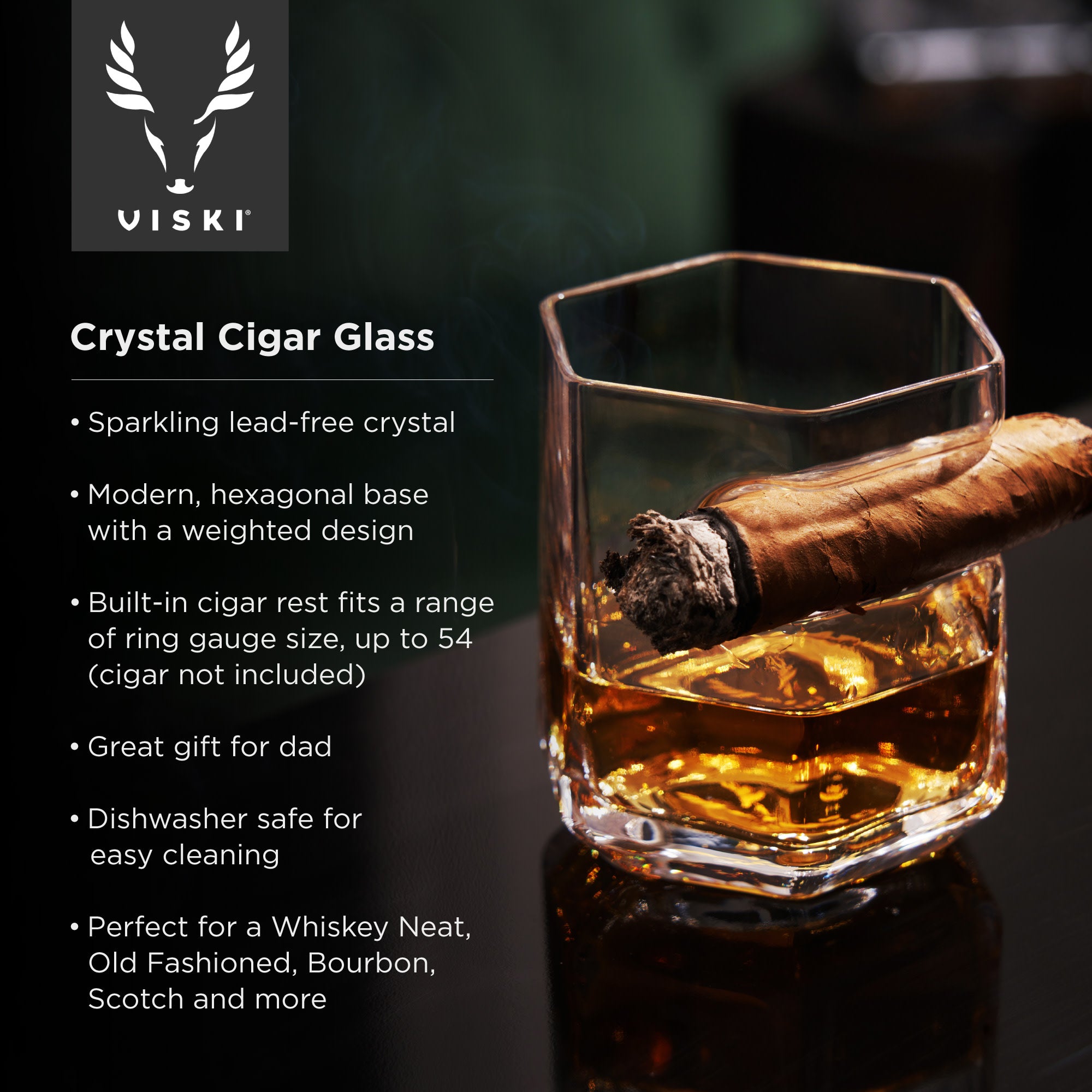 Premium Crystal Cigar Glass - Elegant Whiskey & Bourbon Tumbler for Smoking Enthusiasts | Perfect for Home Bars, Gifts & Special Occasions