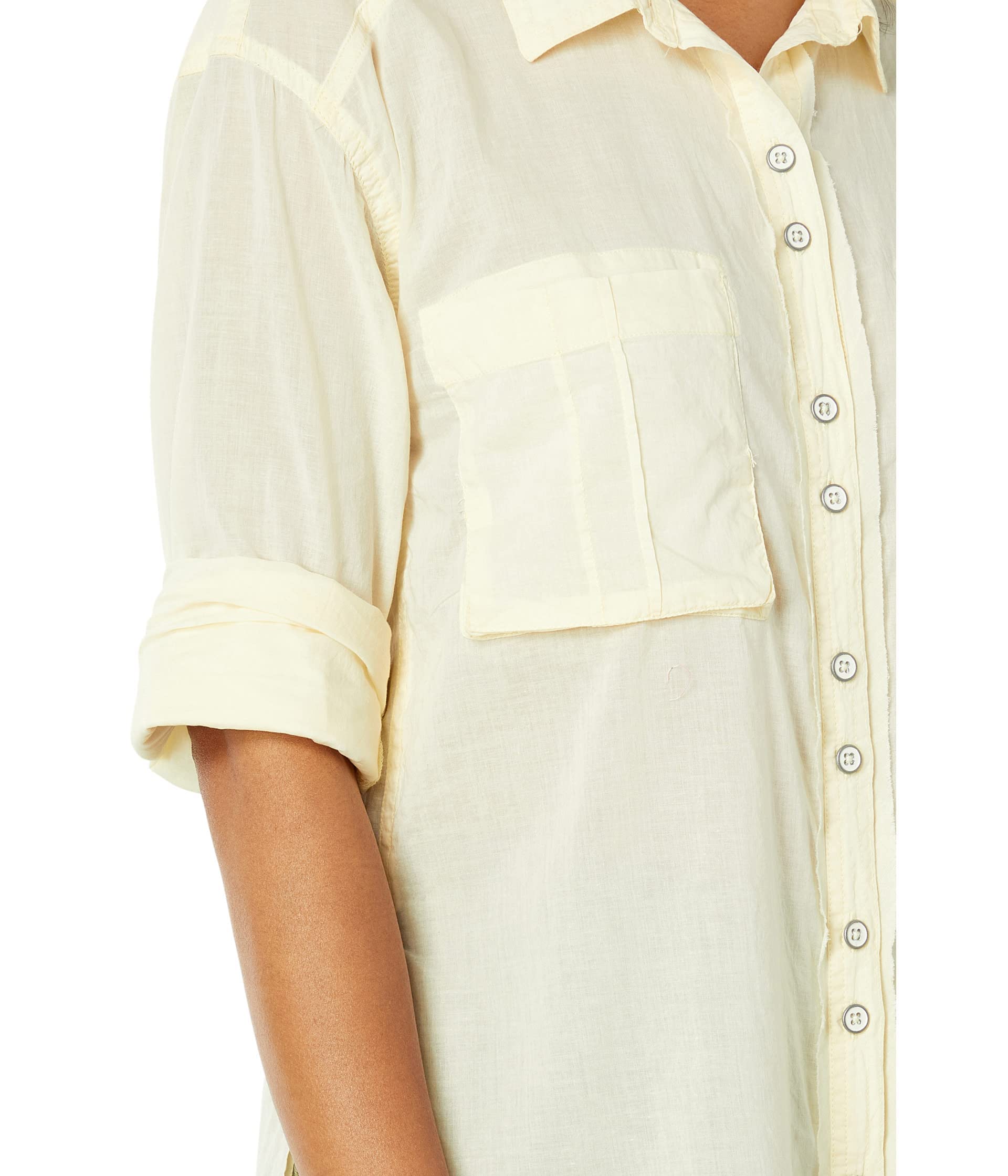 Free People Sheer Luck Shirt - Women's Boho Floral Print Blouse for Casual Wear & Summer Outfits | Perfect for Beach Vacations, Music Festivals & Date Nights