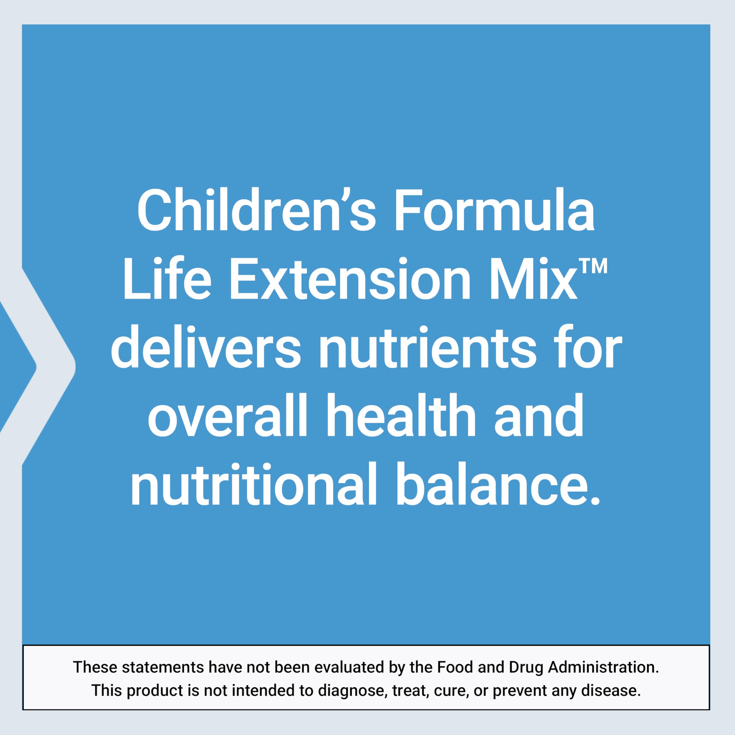 Life Extension Children's Multivitamin Chewable Tablets - Berry Flavor, 120 Count | Kids Daily Vitamins with 18 Essential Nutrients | No Added Sugar, Gluten-Free & Non-GMO Supplement | Supports Immune Health & Growth for Active Children