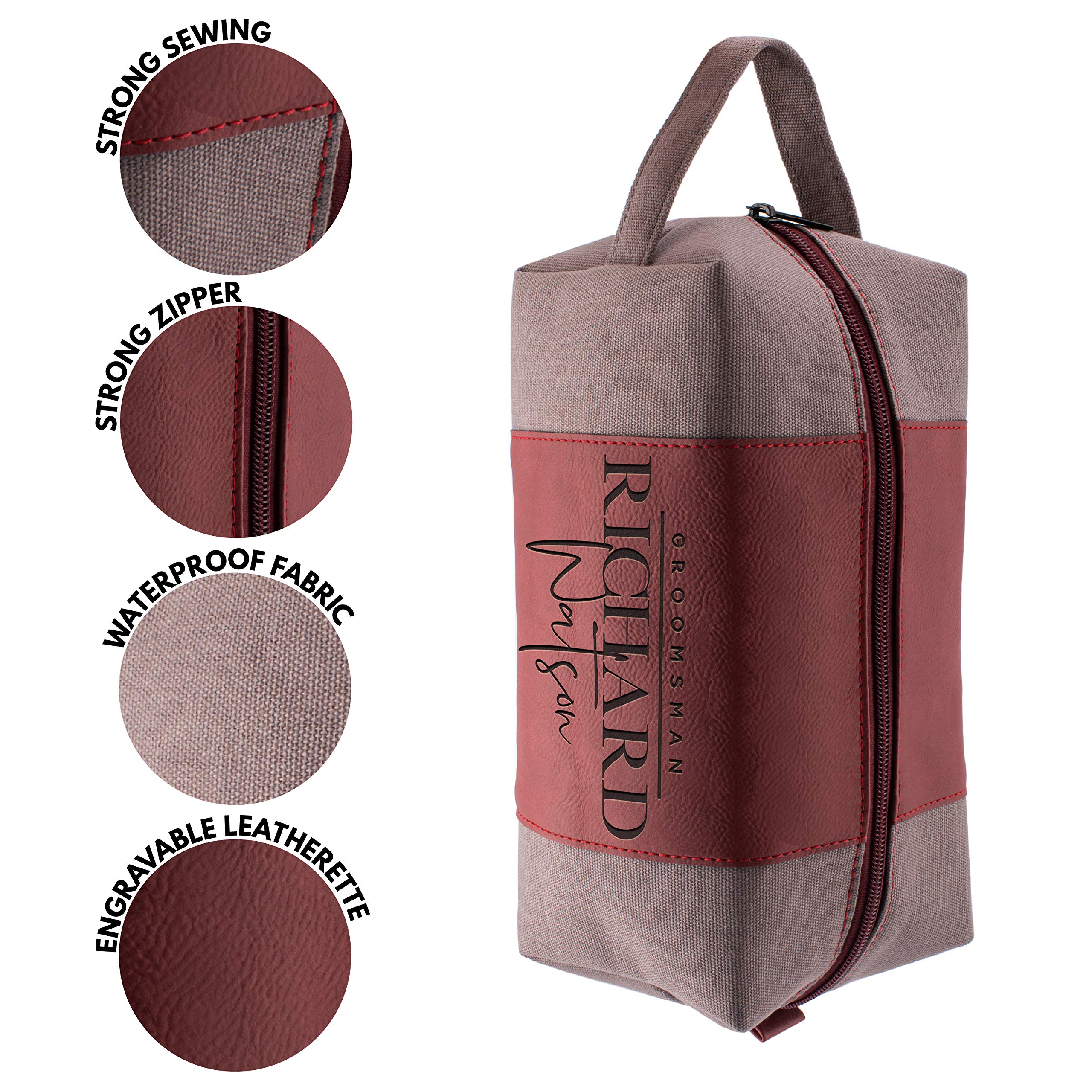 Personalized Groomsmen Gifts - Custom Engraved Men's Toiletry Bag for Wedding Party - Perfect Bachelor Party, Bridal Shower & Travel Essentials