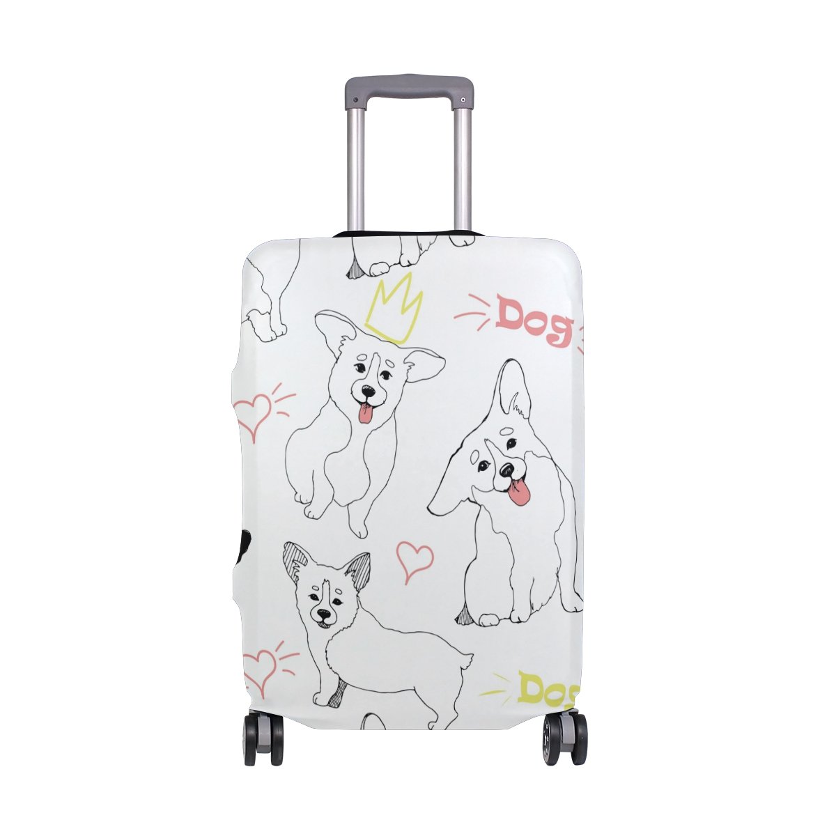 Stylish White Dog Puppy Luggage Cover - Travel Suitcase Protector for Kids, Men & Women | Perfect for Airplane, Train & Vacation Trips