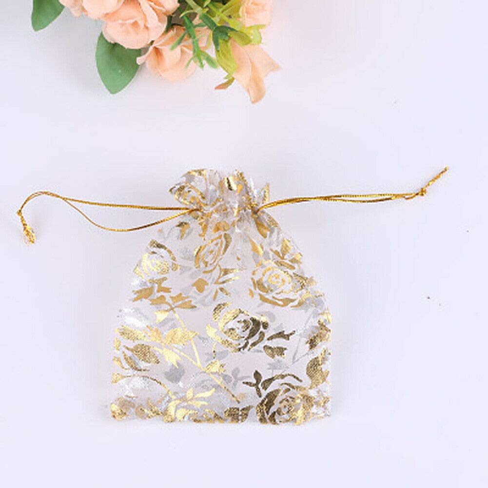 50 Pack Sheer Coral Organza Gift Bags - Elegant Jewelry Pouches for Wedding Favors, Party Decorations & Special Occasions - Perfect for Bridal Showers, Baby Showers & Birthday Celebrations