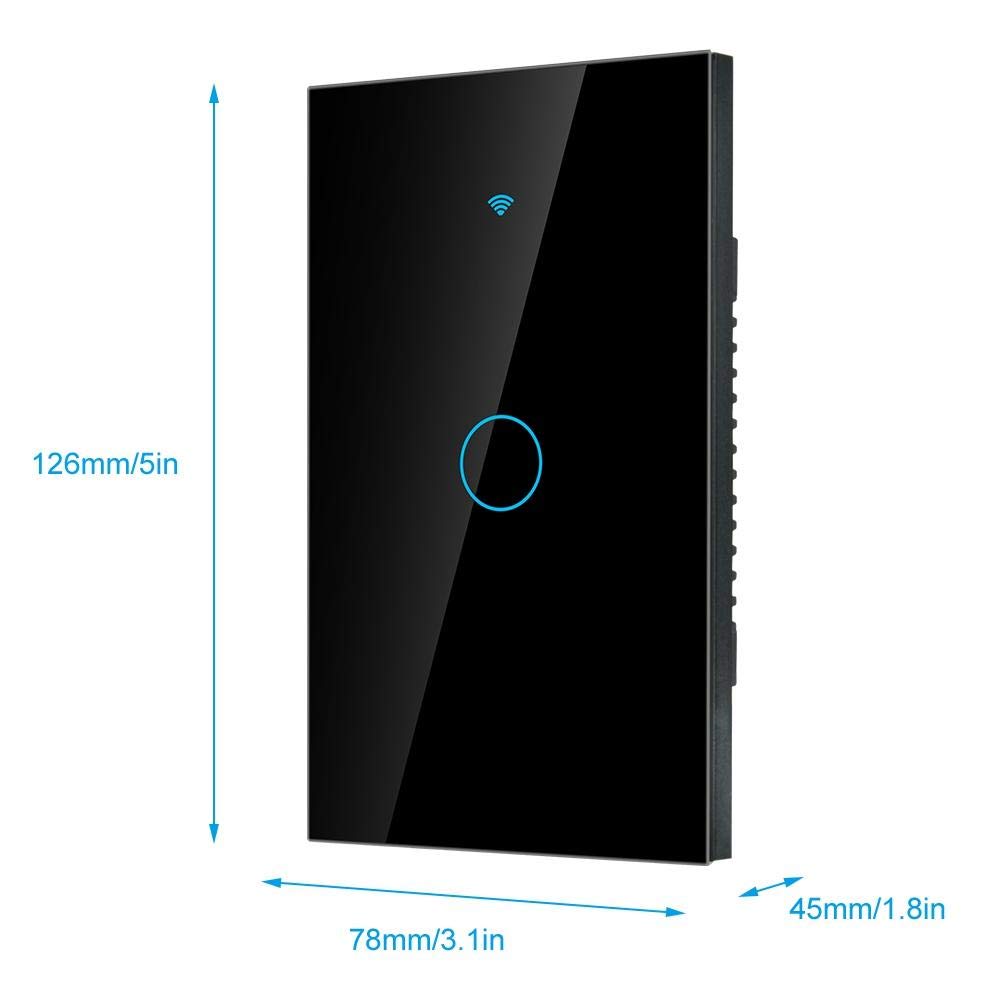 Smart Light Switch - 1-Way Touch Control for Home & Office (US Black)