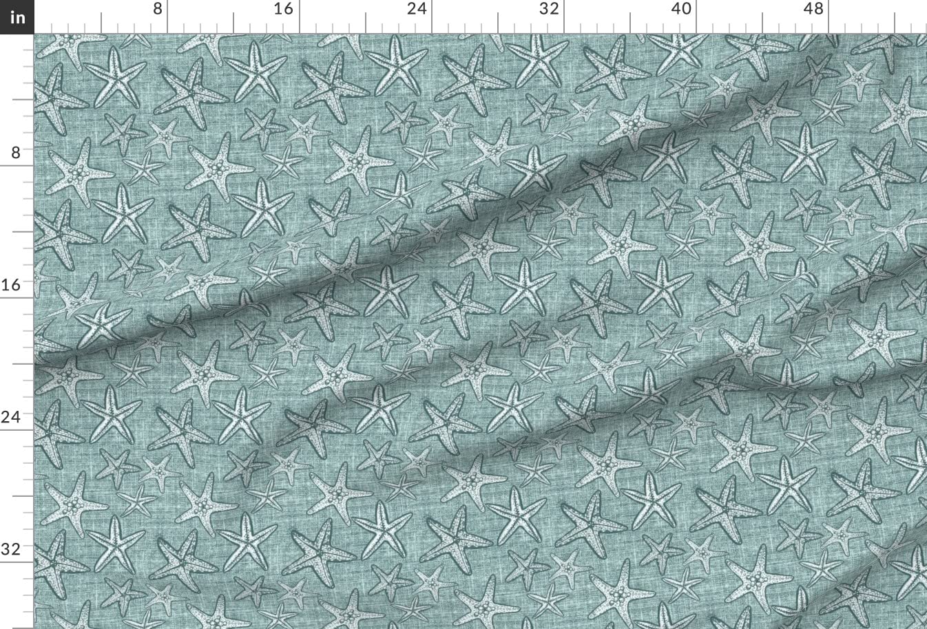 Starfish Textured Pine Mint Printed Minky Fabric Fat Quarter - Soft Plush for Sewing Baby Blankets, Quilt Backing & Home Decor - Beach Themed Nursery & Coastal Living Room Accents