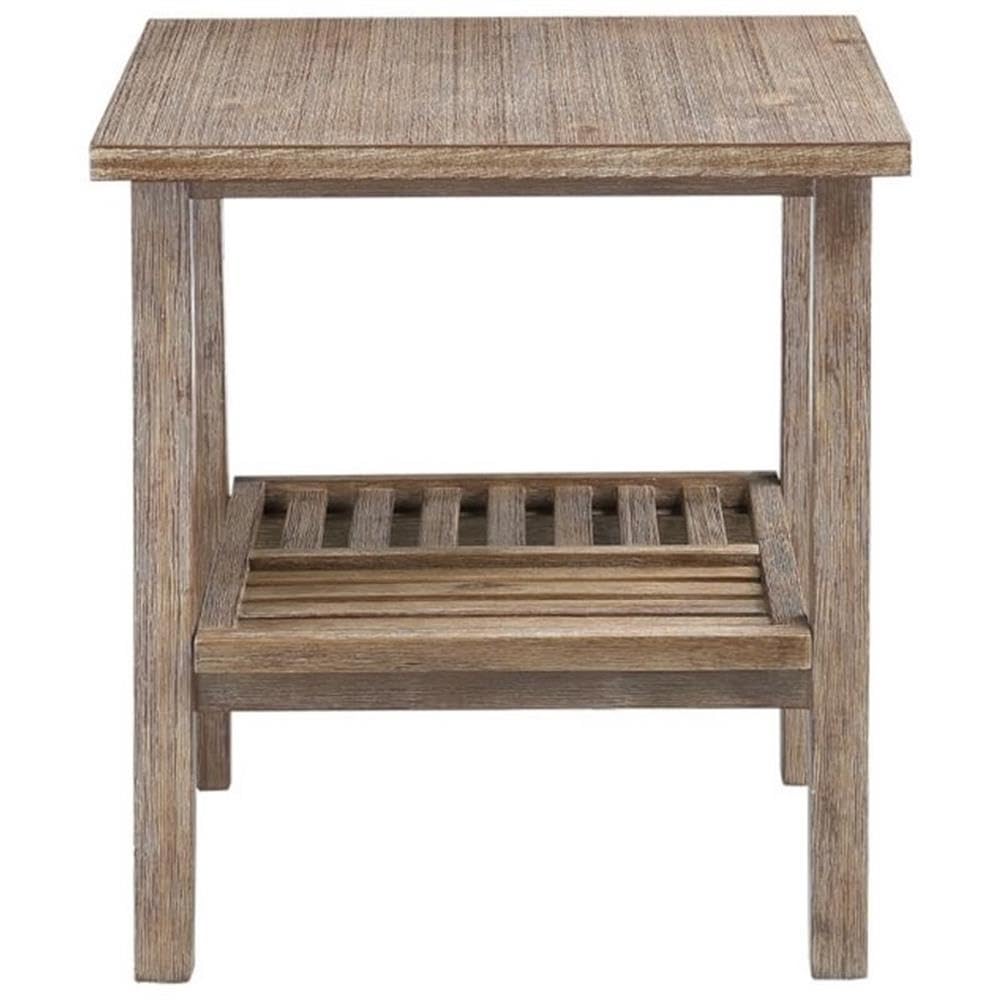 Home Square Sonoma End Table Set of 2 - Distressed Barnwood Finish with Wire-Brush Texture - Perfect for Living Room, Bedroom, or Office Side Tables