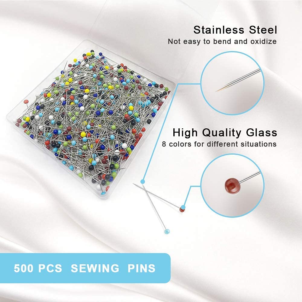 700PCS Sewing Pins with Glass Heads - for Dressmaking, Jewelry & Crafts