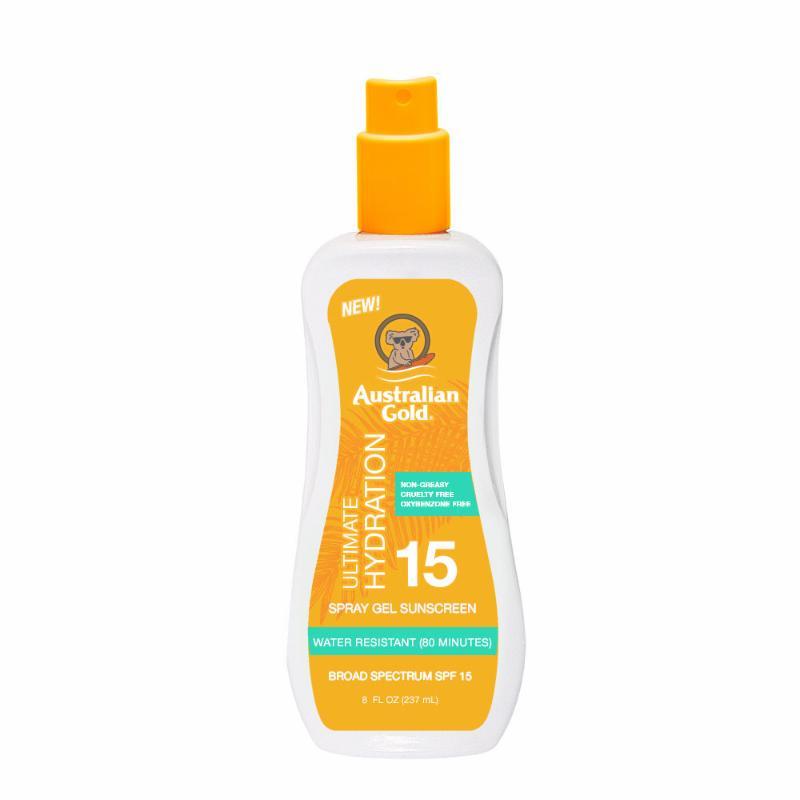 Australian Gold Clear Spray Gel 8 oz - Sunscreen & Tanning Gel with Aloe Vera & Vitamin E - Perfect for Beach, Pool & Outdoor Activities