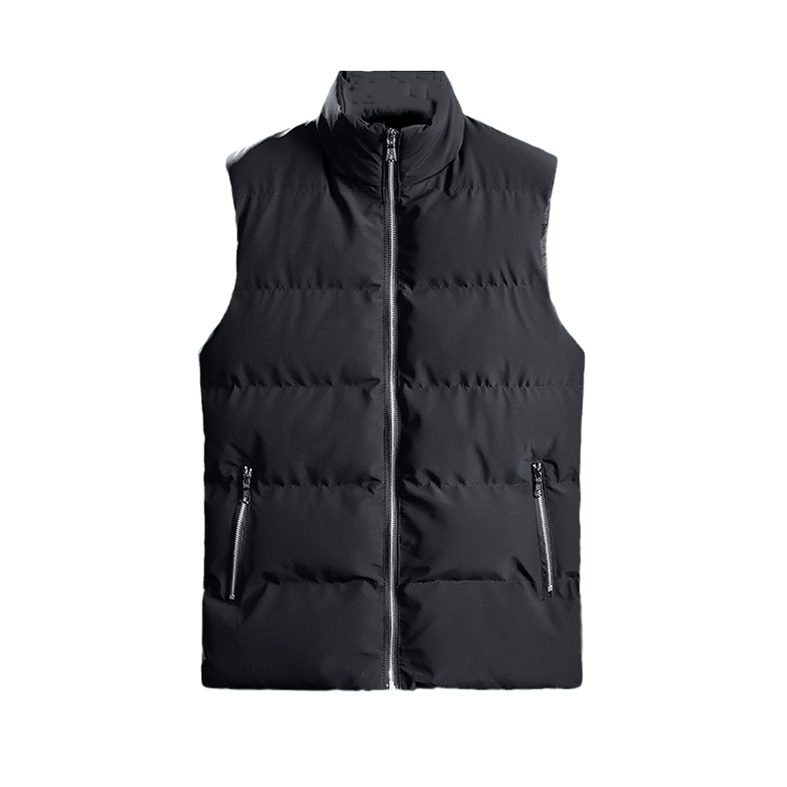 Men's Winter Down Vest Jacket with Zipper & Stand Collar - Big Size Sleeveless Outerwear for Men | Perfect for Outdoor Activities, Casual Wear & Cold Weather Protection